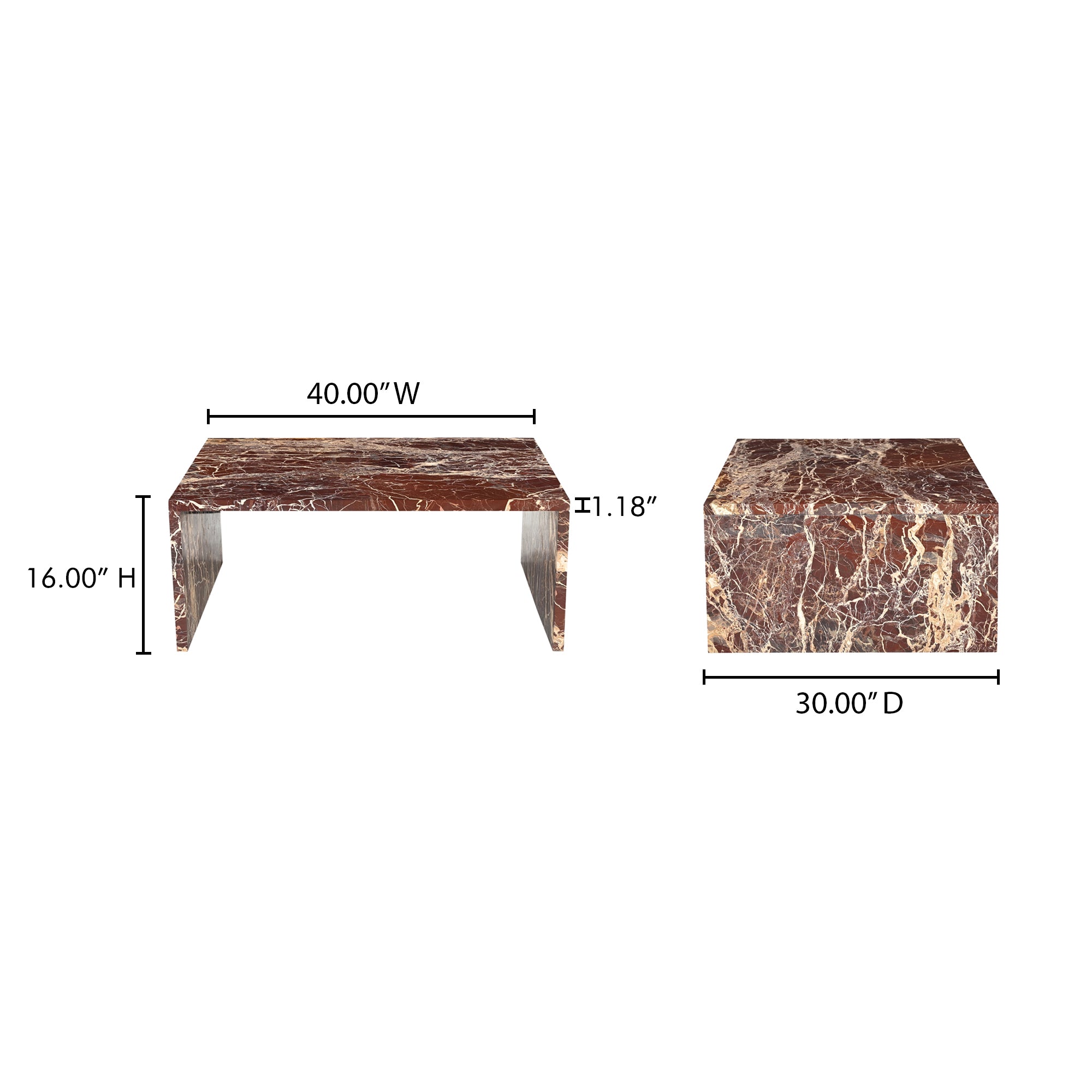Rosa Coffee Table Rosso Levanto Marble - Central Designs