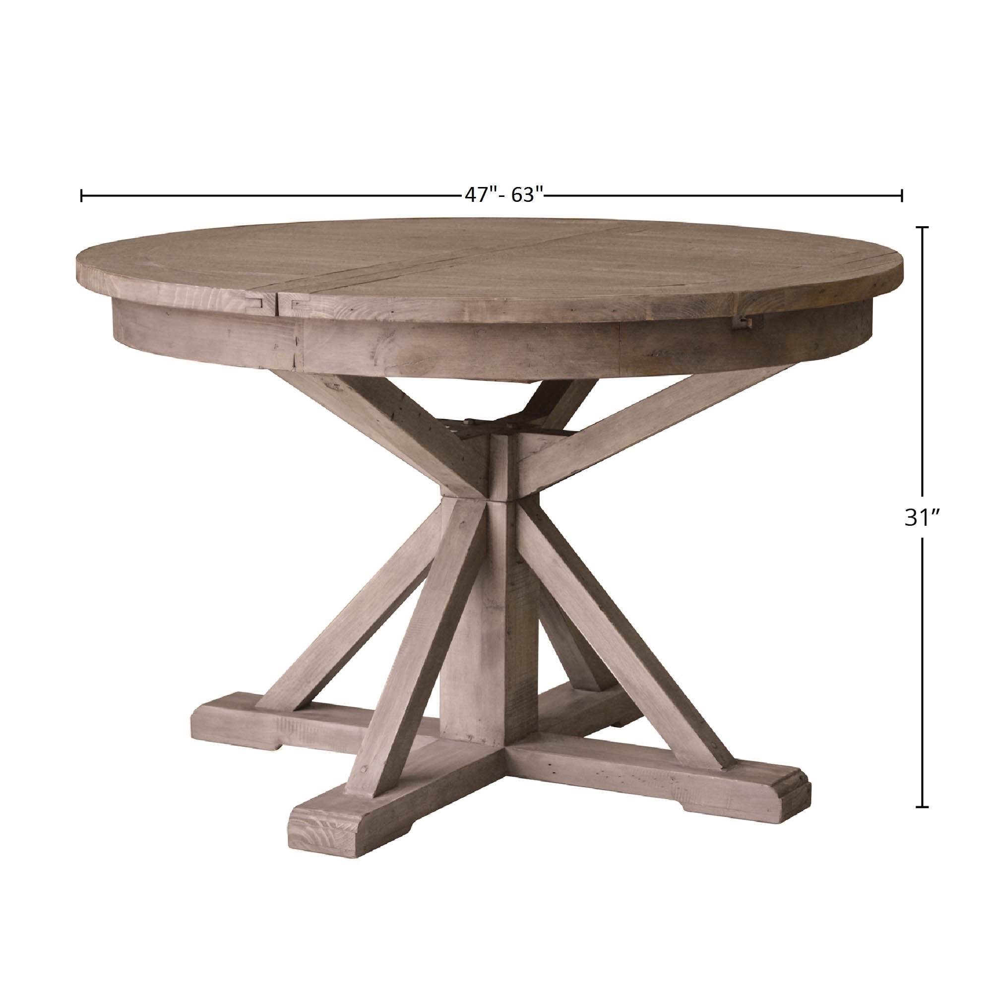 Irish Coast Round 47/63" Extension Dining Table - Rustic Sundried