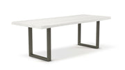 Brooks - Dining Table - U Base - 40" x 116" - White Wash Top - Pewter Base