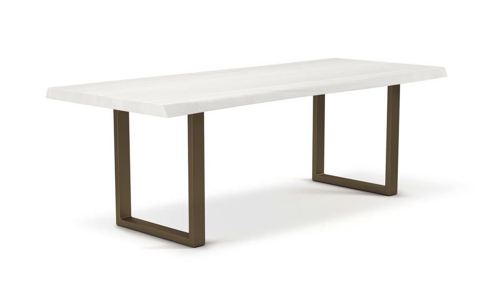 Brooks - Dining Table - U Base - 40" x 116" - White Wash Top - Brass Base
