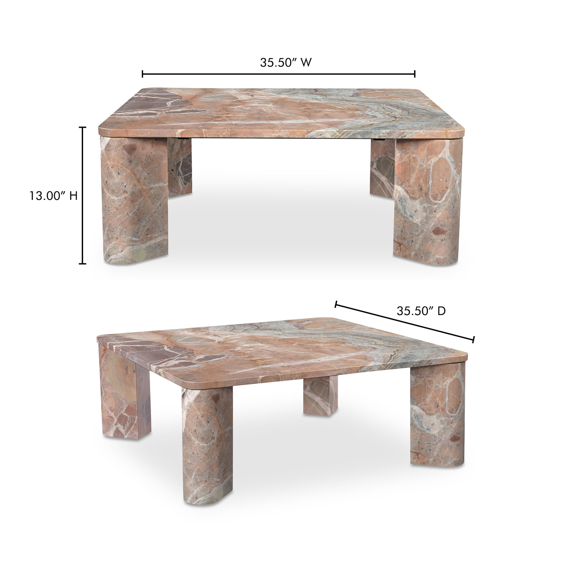 Segment Coffee Table Orange Levante Marble - Central Designs