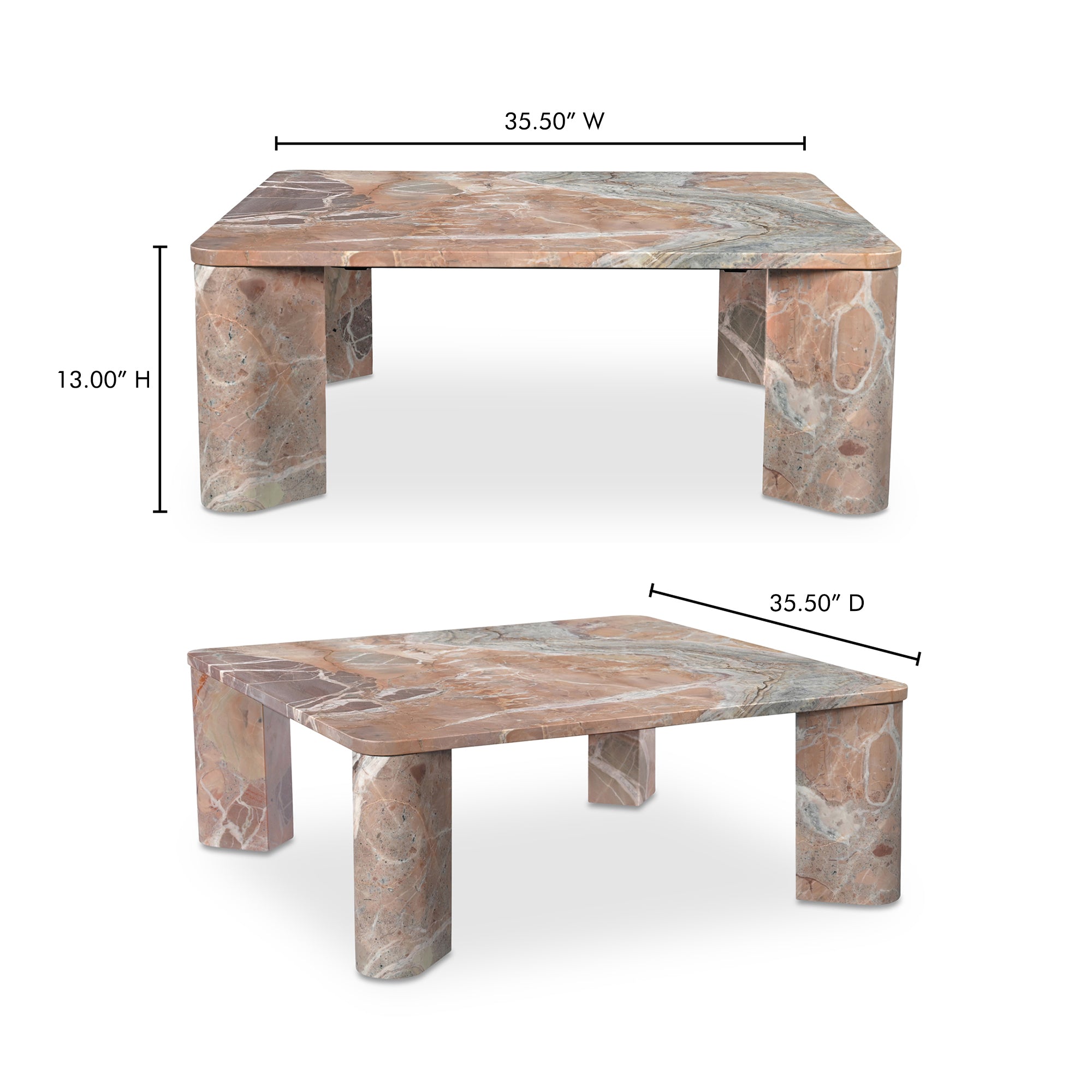 Segment Coffee Table Orange Levante Marble - Central Designs