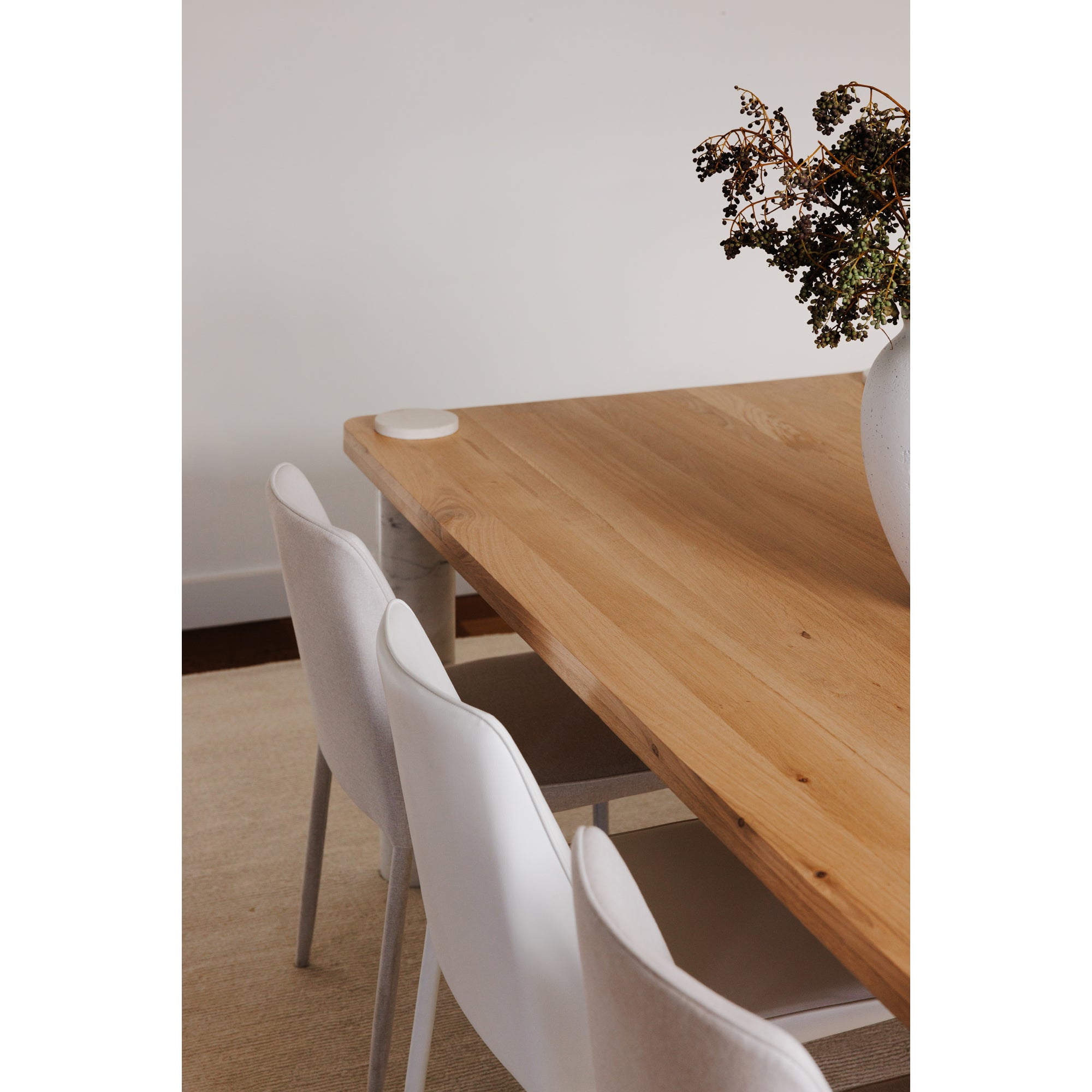 Century Dining Table Natural White Marble Leg