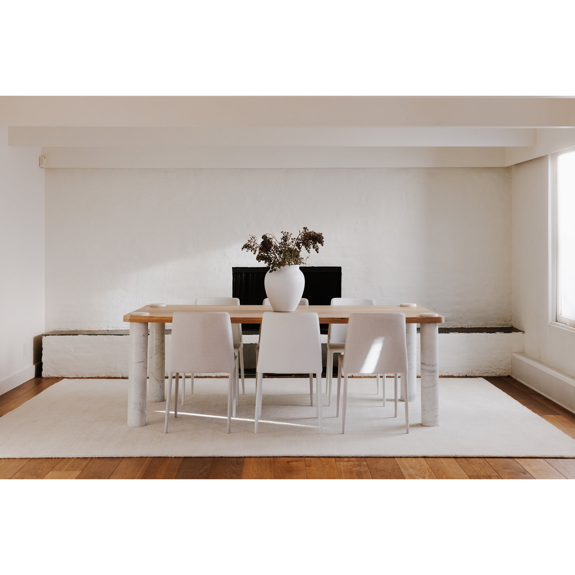 Century Dining Table Natural White Marble Leg