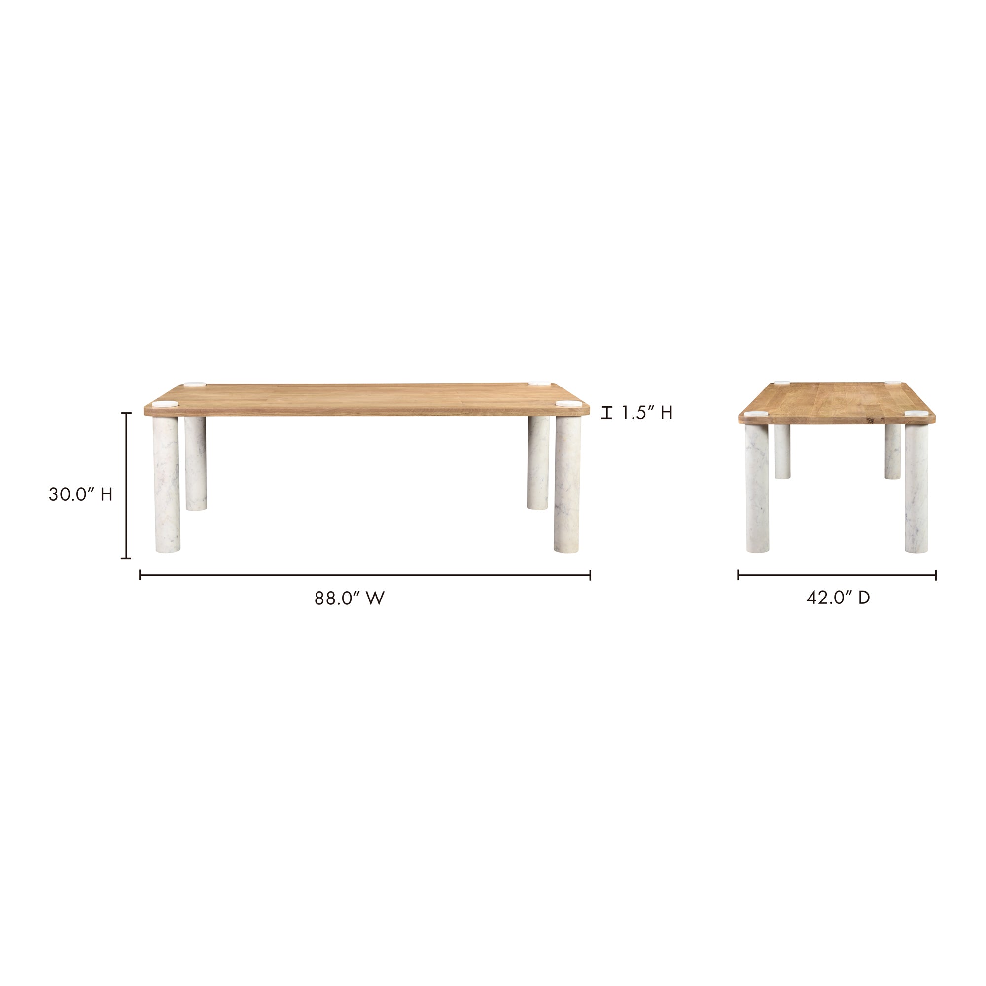 Century Dining Table Natural White Marble Leg