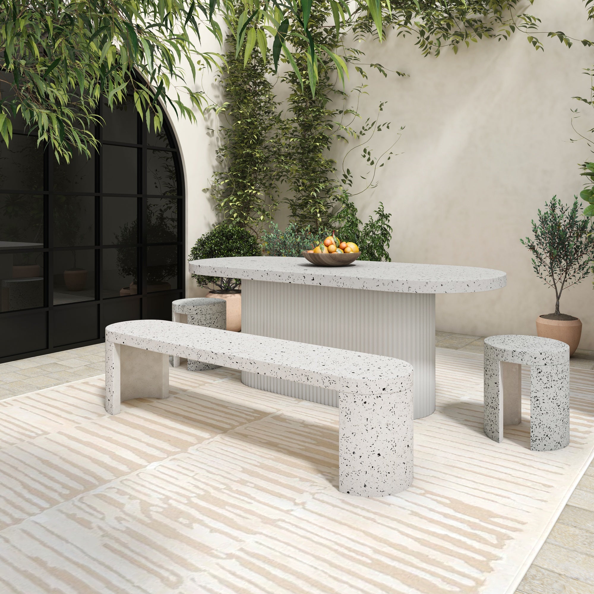 Lyon Outdoor Stool White Terrazzo - Central Designs