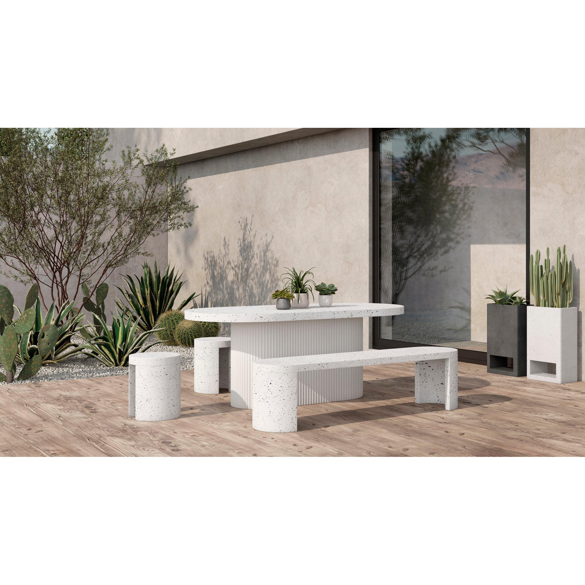 Lyon Outdoor Stool White Terrazzo - Central Designs