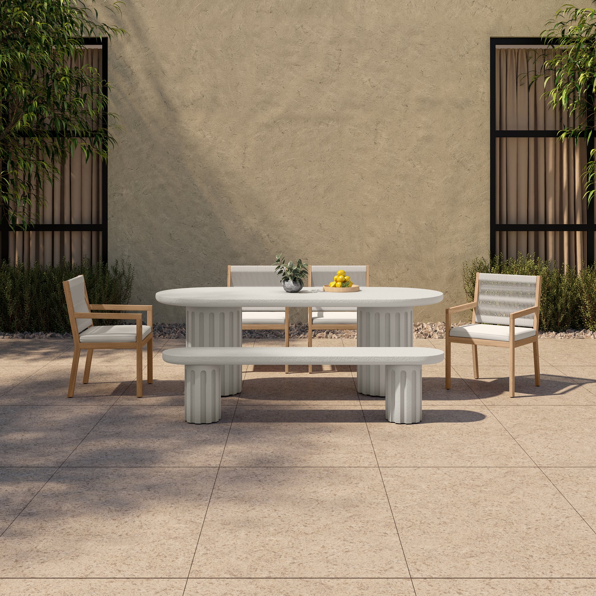 Eris Outdoor Dining Bench White - Central Designs