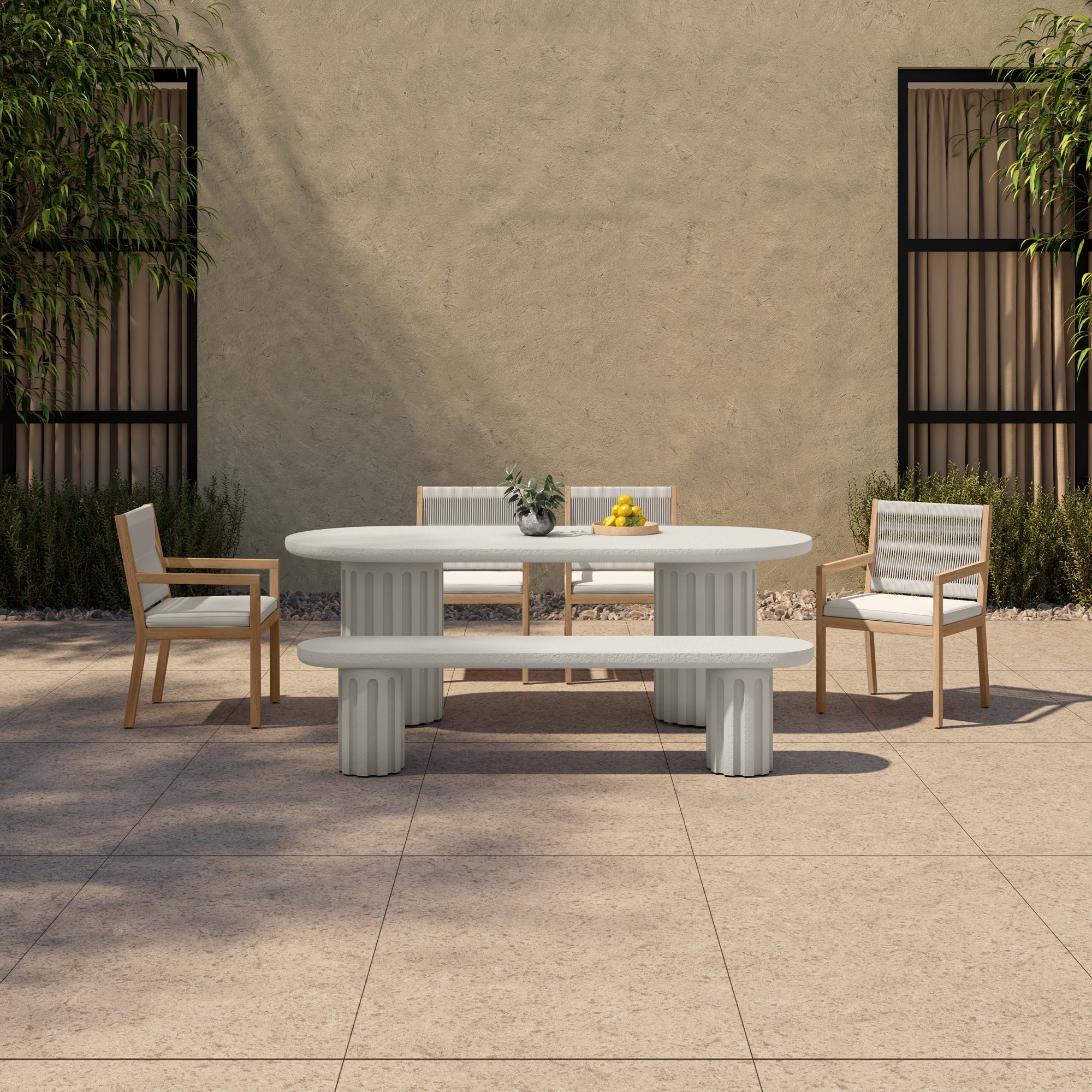 Eris Outdoor Dining Bench White - Central Designs