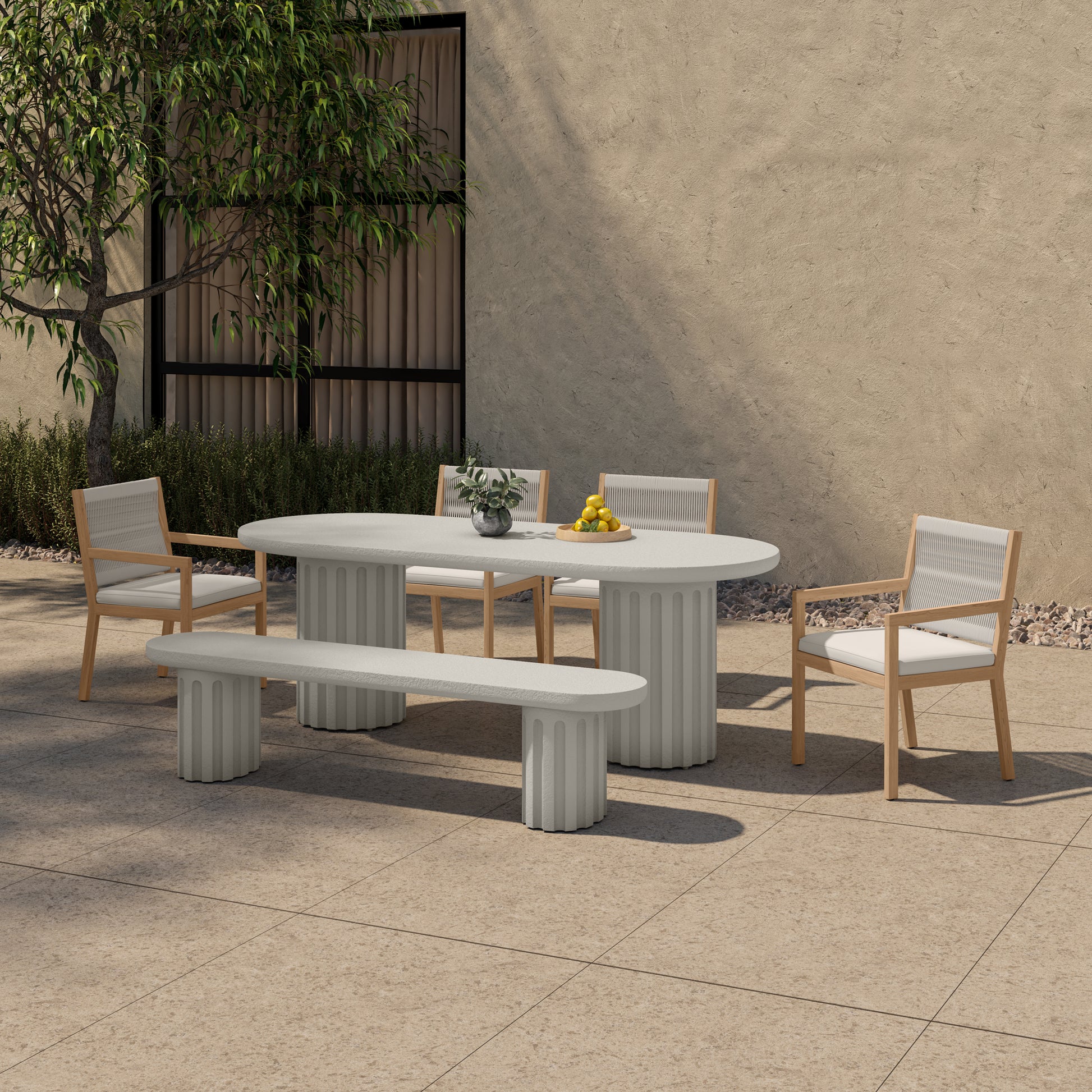 Eris Outdoor Dining Bench White - Central Designs