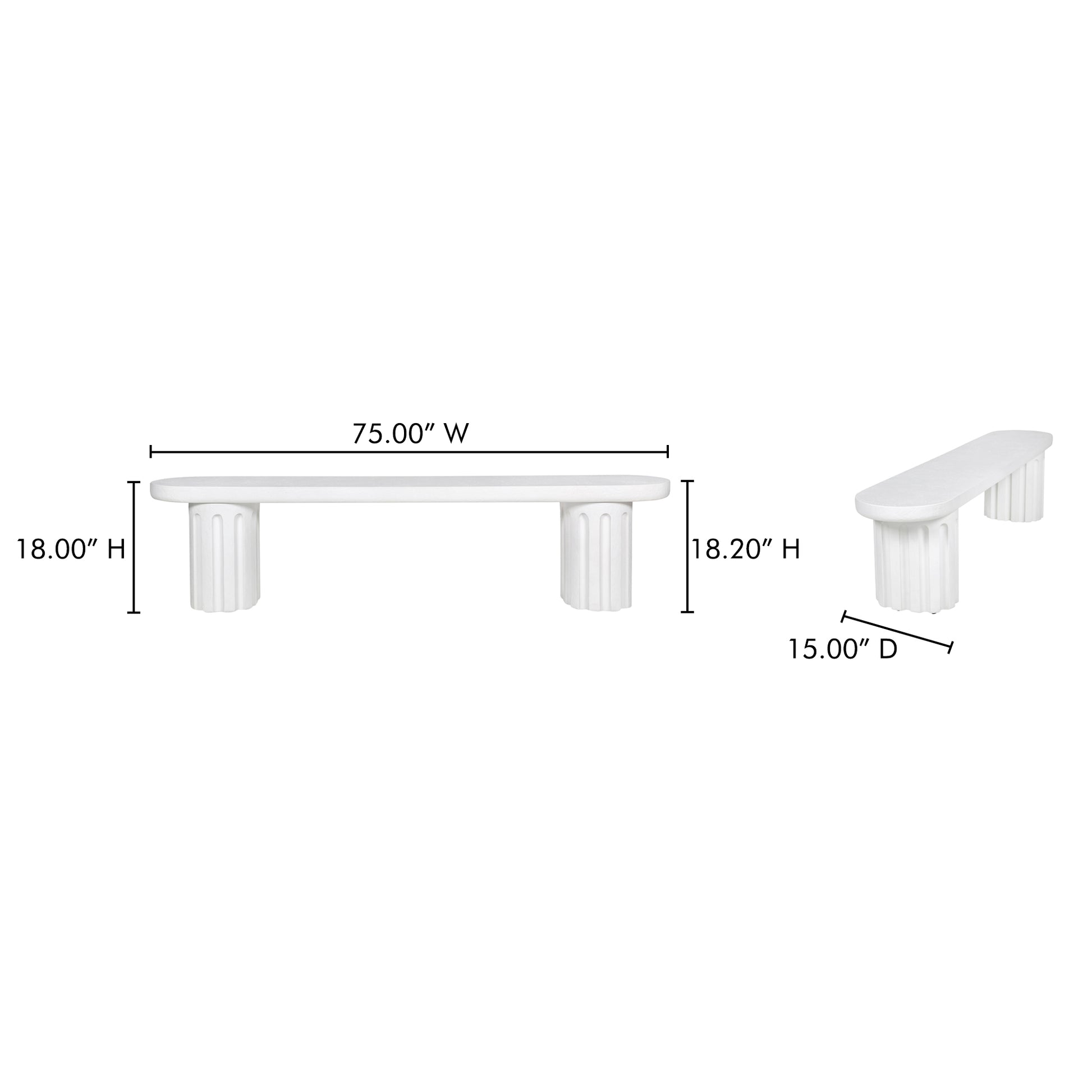 Eris Outdoor Dining Bench White - Central Designs
