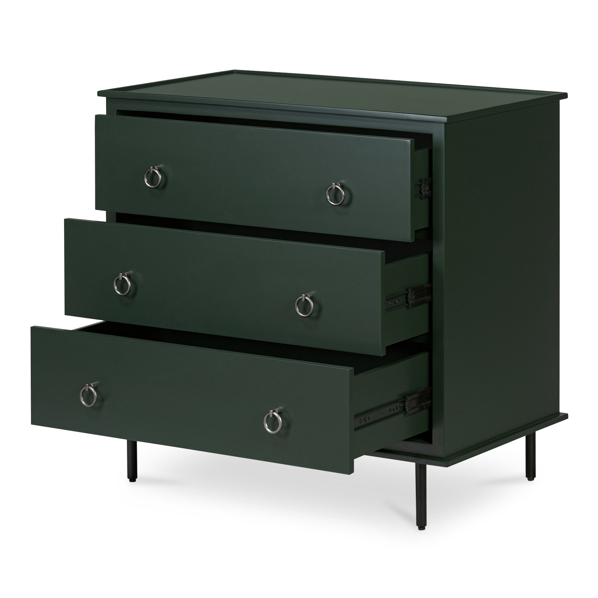 Reagan 3 Drawer Nightstand Deep Green - Central Designs