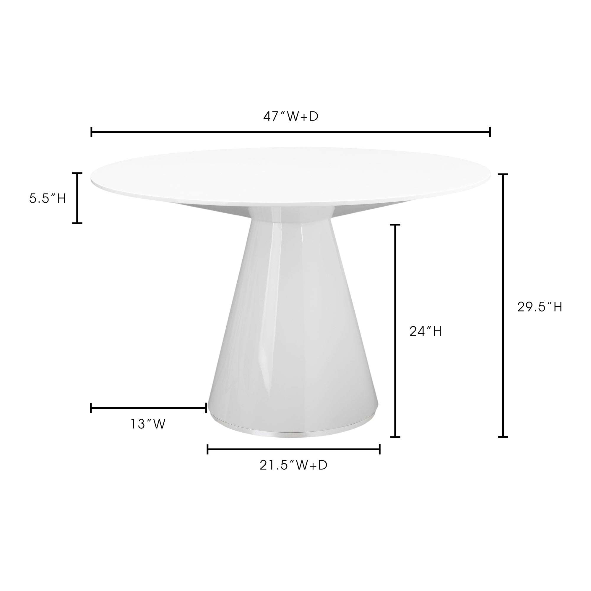 Otago 47In Round Dining Table White