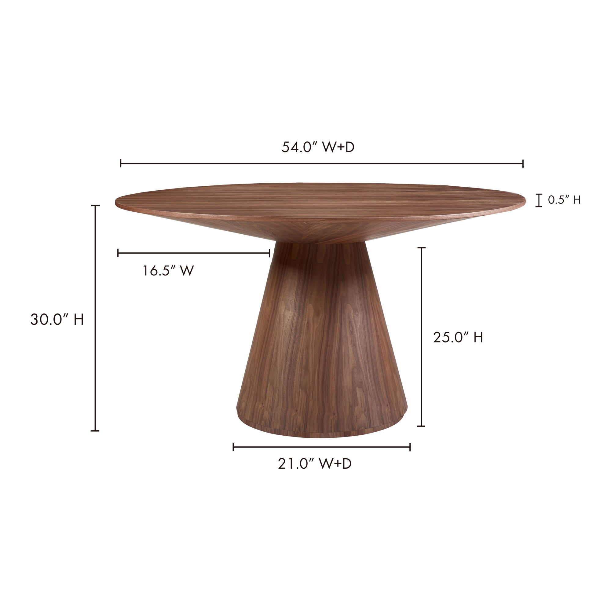 Otago Round 54In Dining Table Walnut Brown
