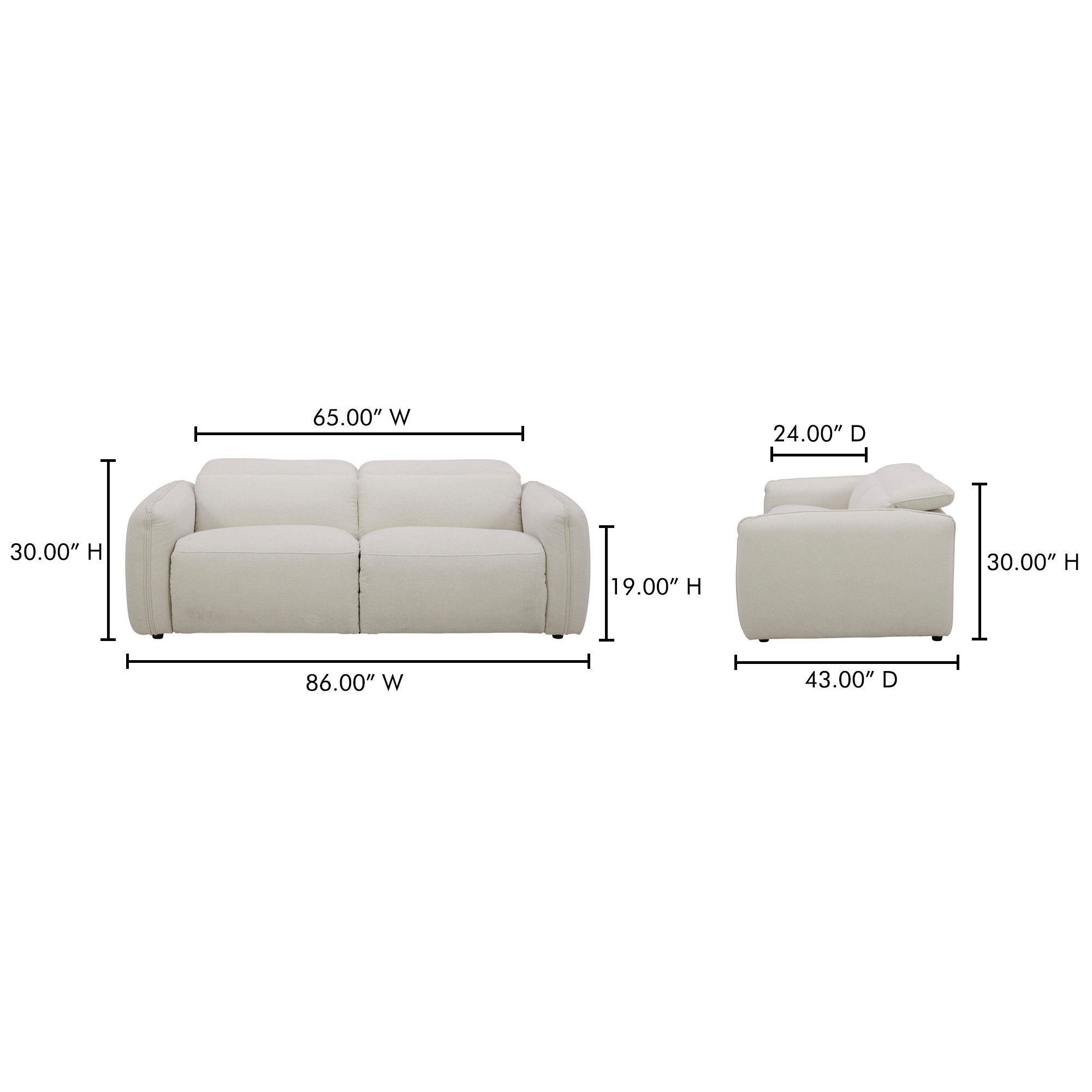 Eli Power Recliner Sofa Warm White - Central Designs