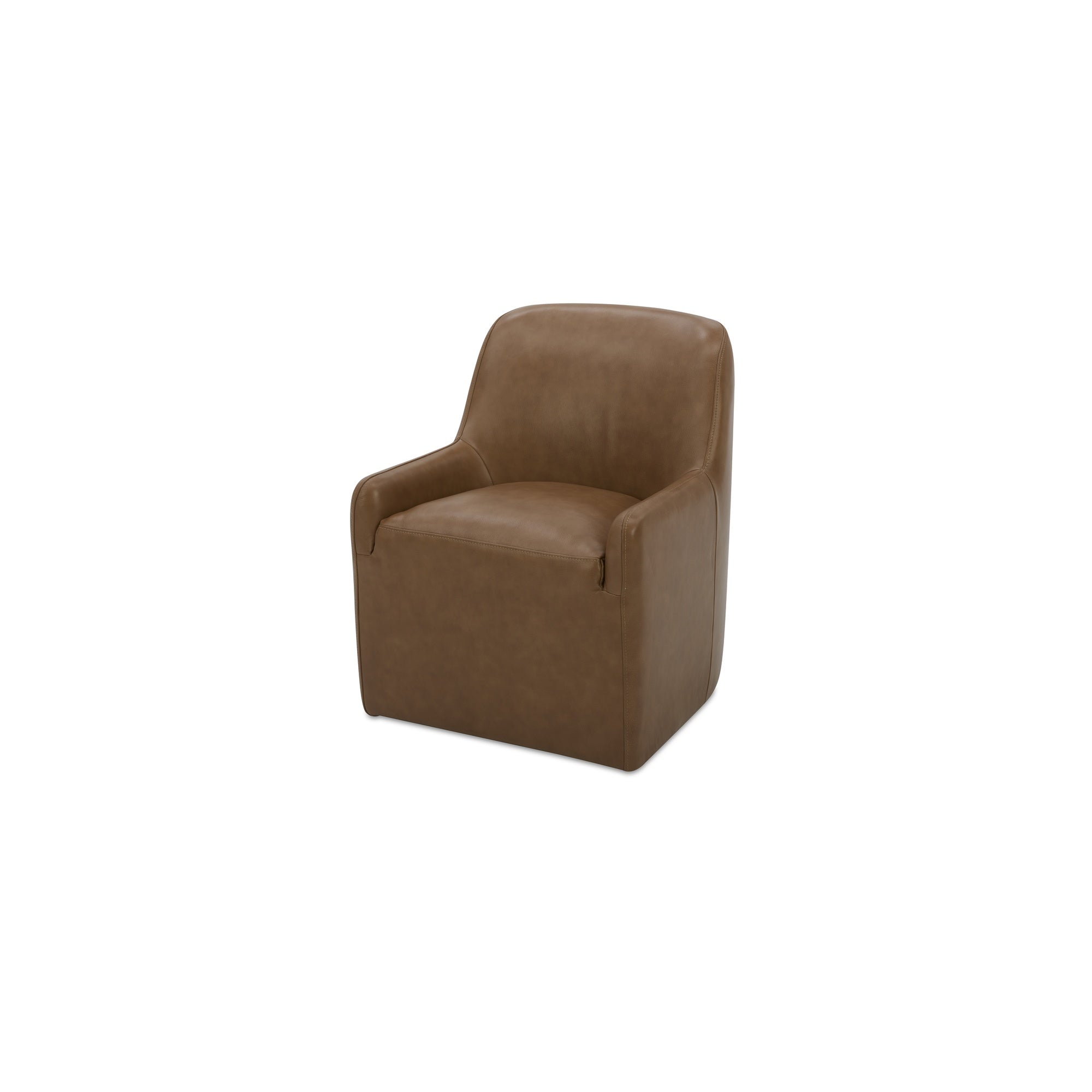 Maisie Rolling Dining Chair Tan Leather - Central Designs