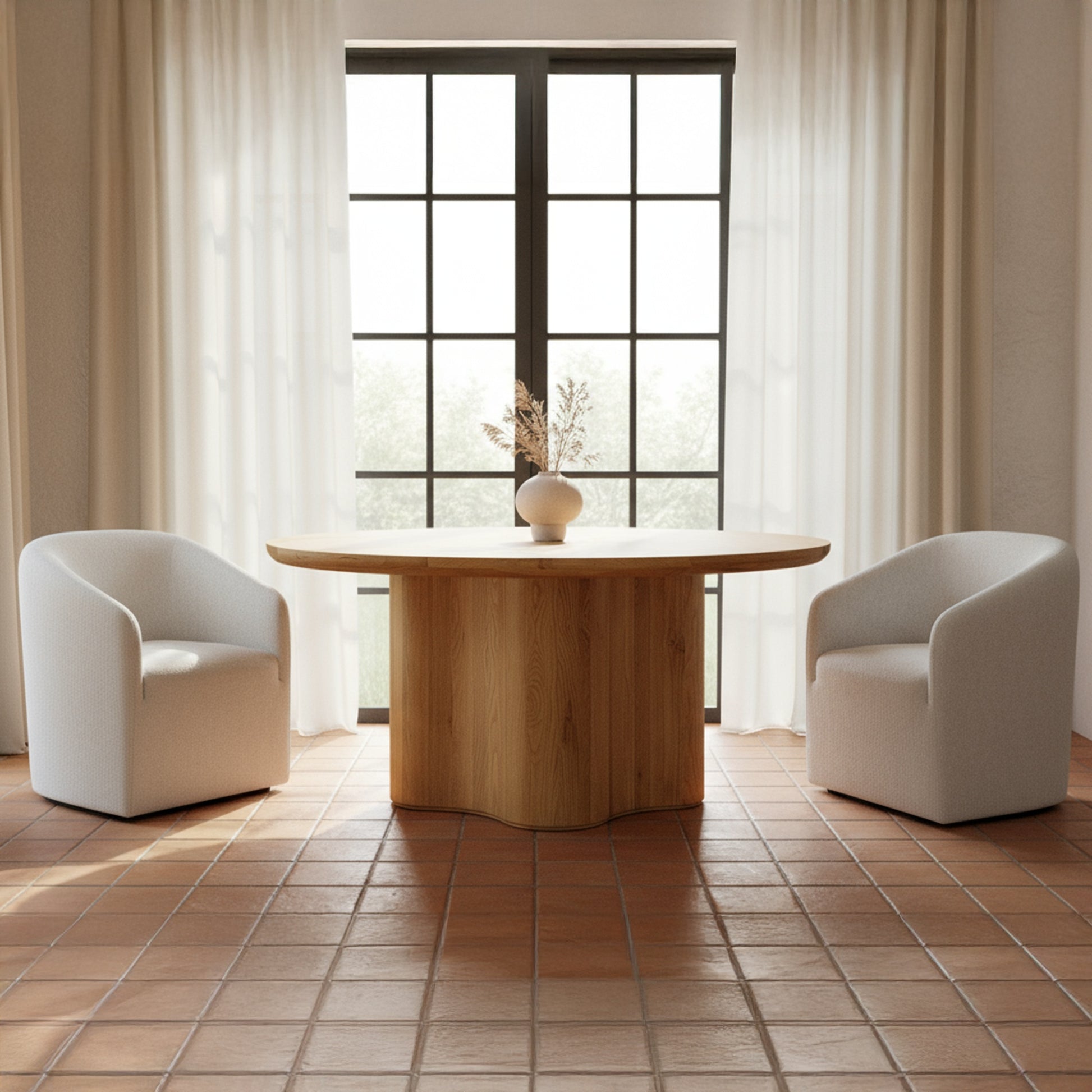 Sandy Rolling Dining Chair Off White - Central Designs