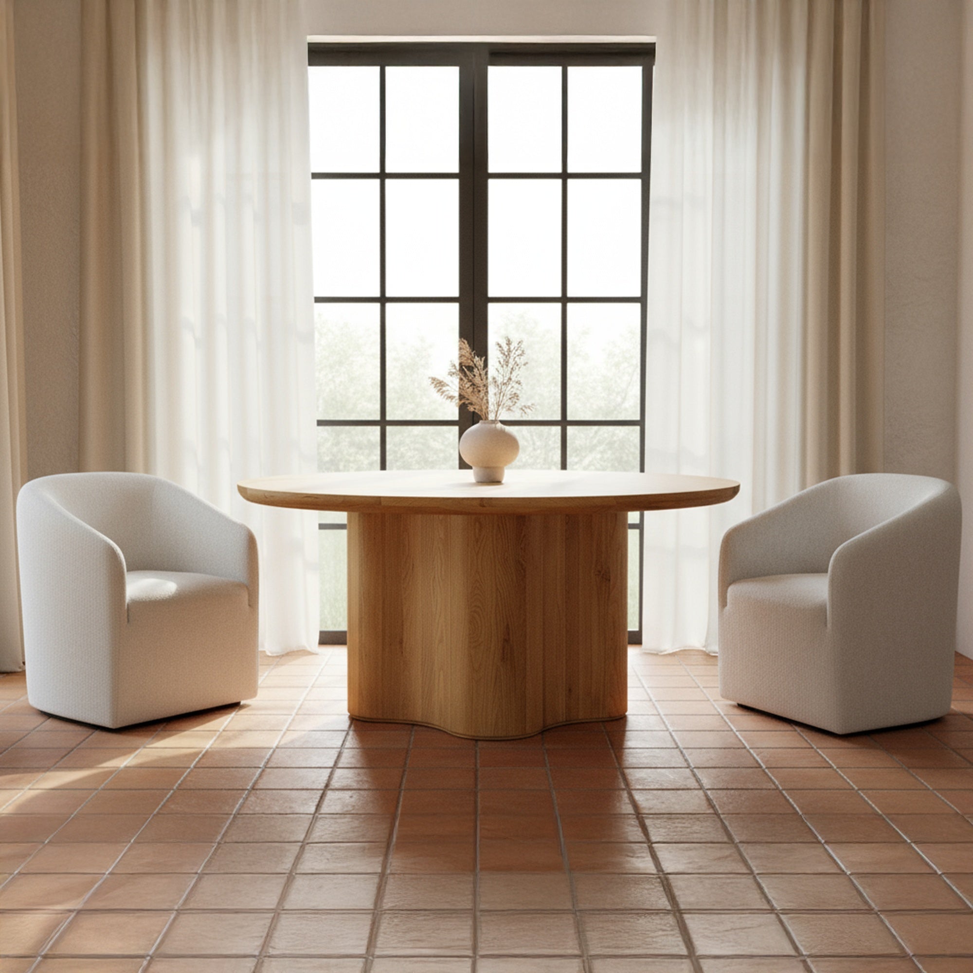 Sandy Rolling Dining Chair Off White - Central Designs