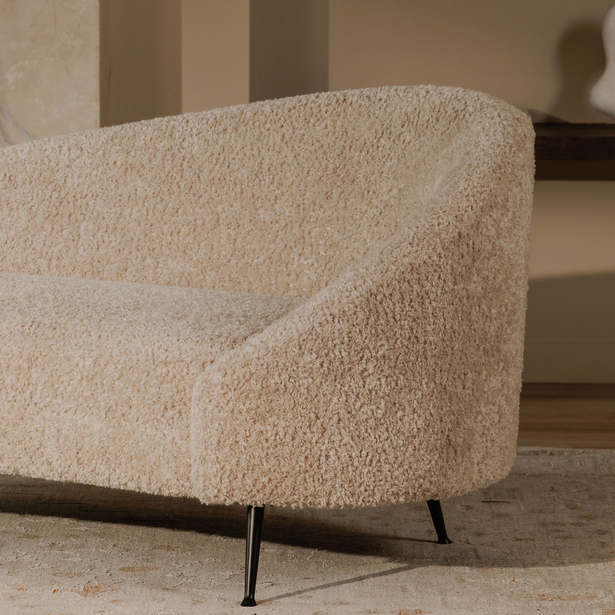 Abigail Chaise Light Brown Faux Shearling - Central Designs