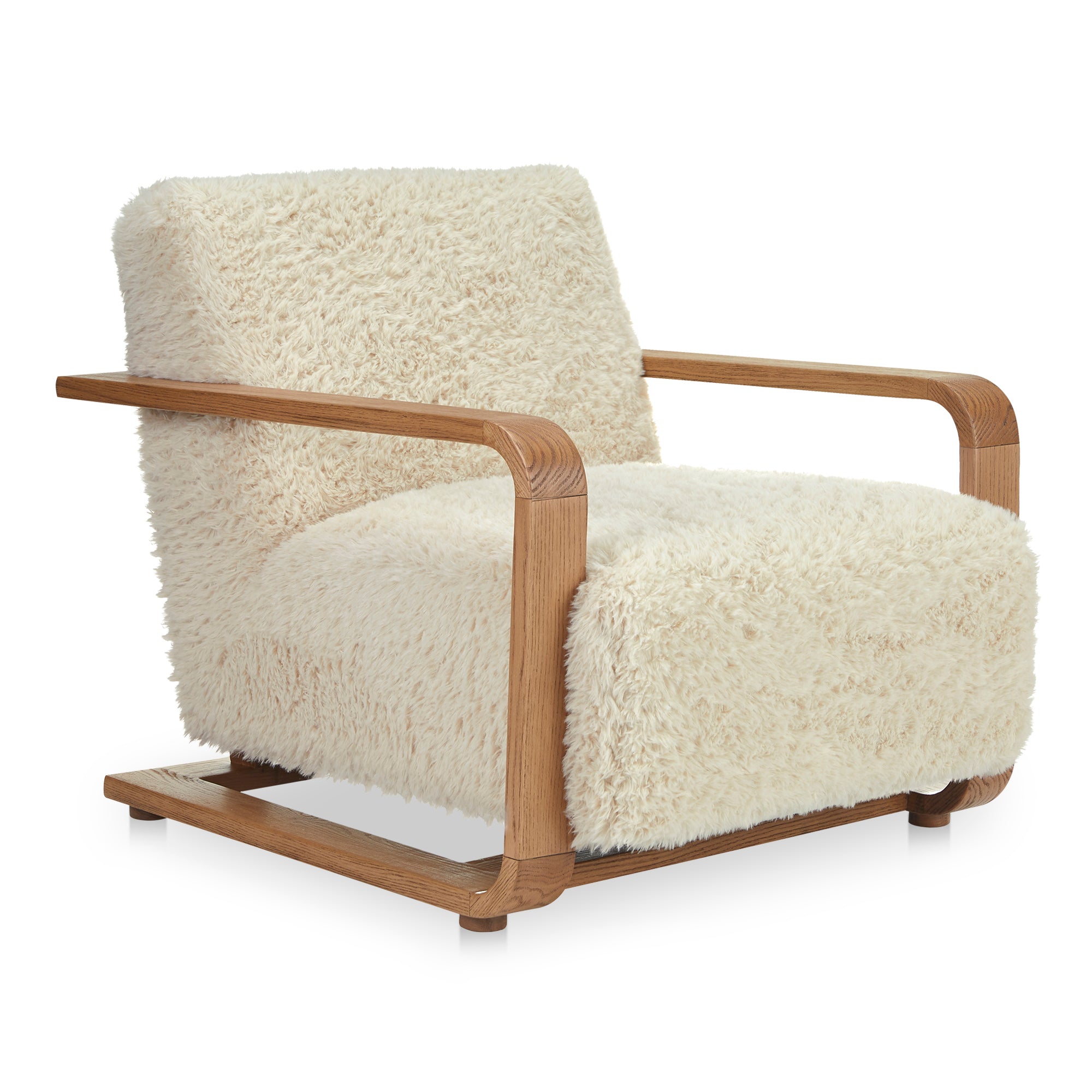 Eckersley Lounge Chair Cream Faux Fur - Central Designs
