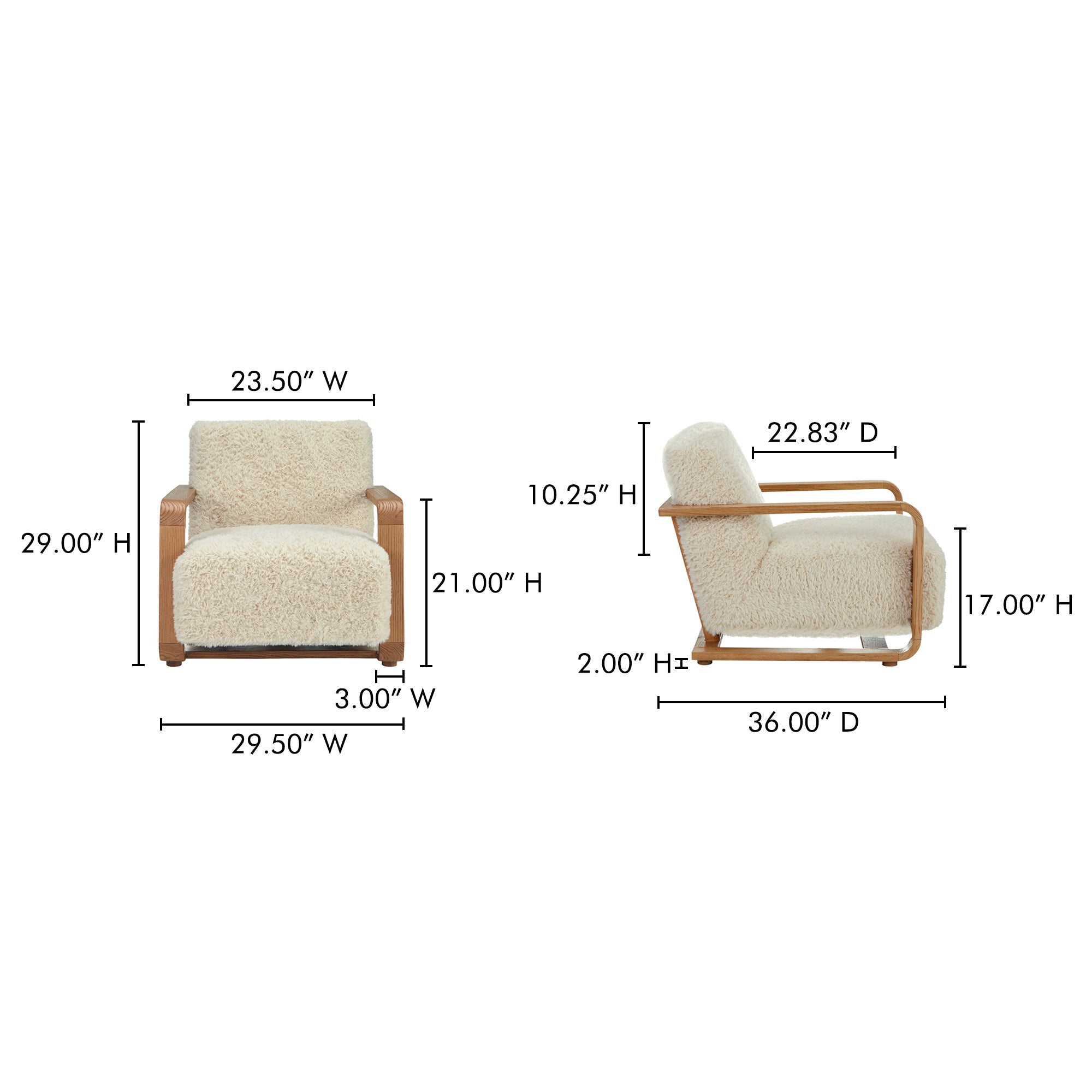 Eckersley Lounge Chair Cream Faux Fur - Central Designs