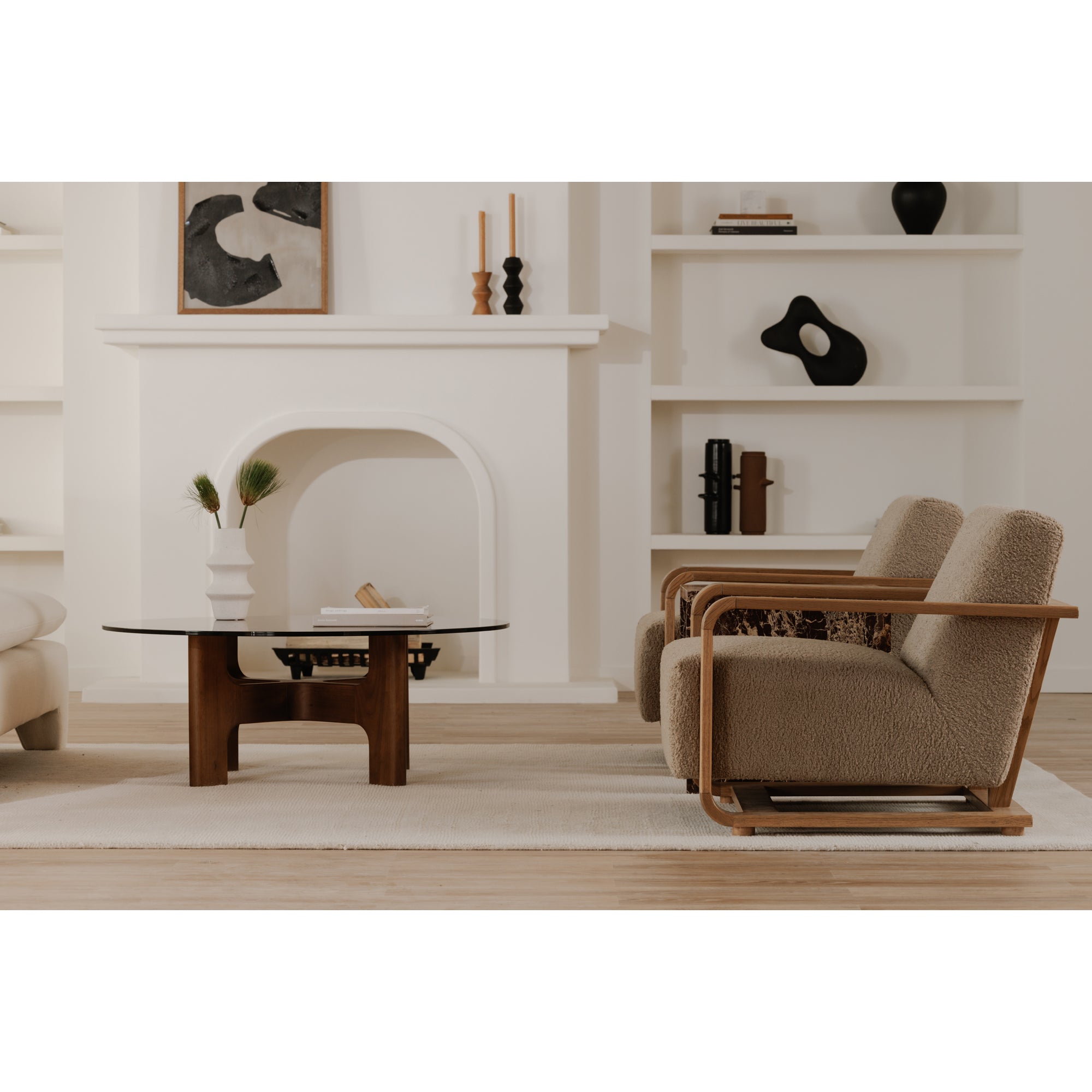 Eckersley Lounge Chair Beige Faux Shearling - Central Designs