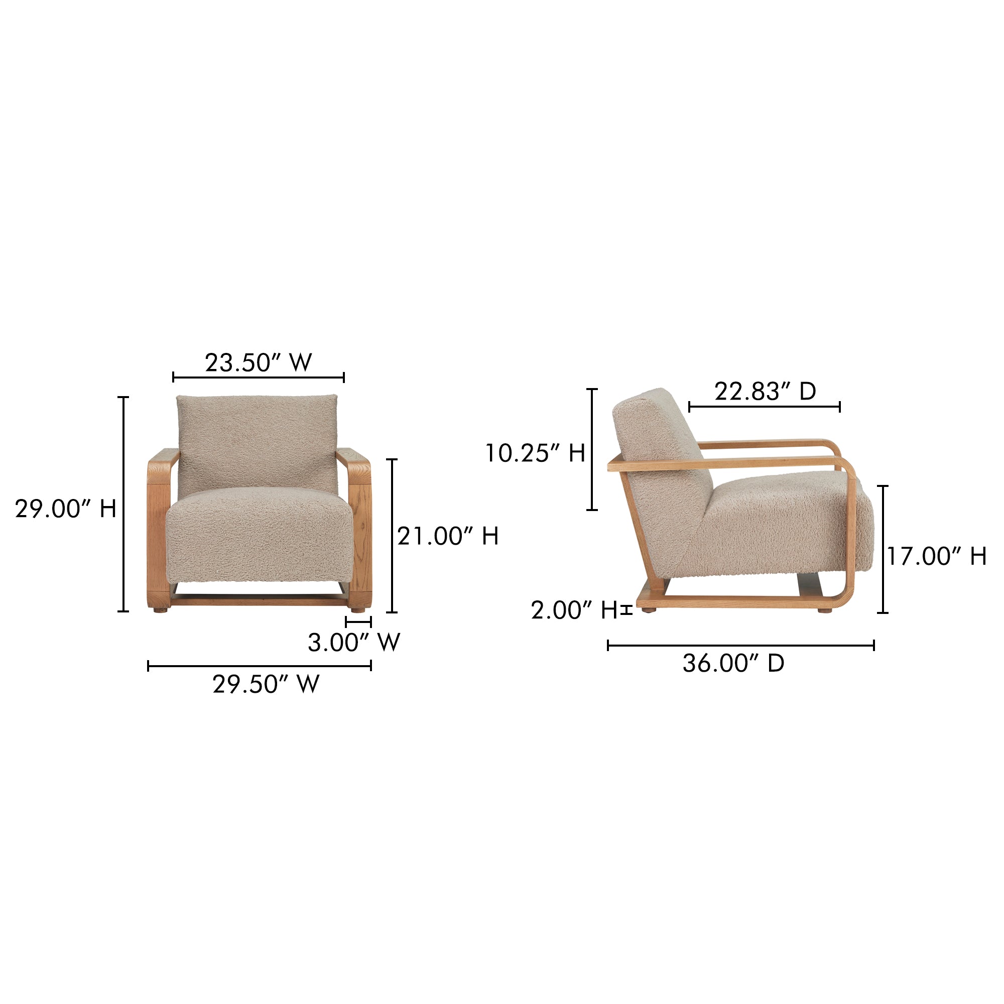 Eckersley Lounge Chair Beige Faux Shearling - Central Designs