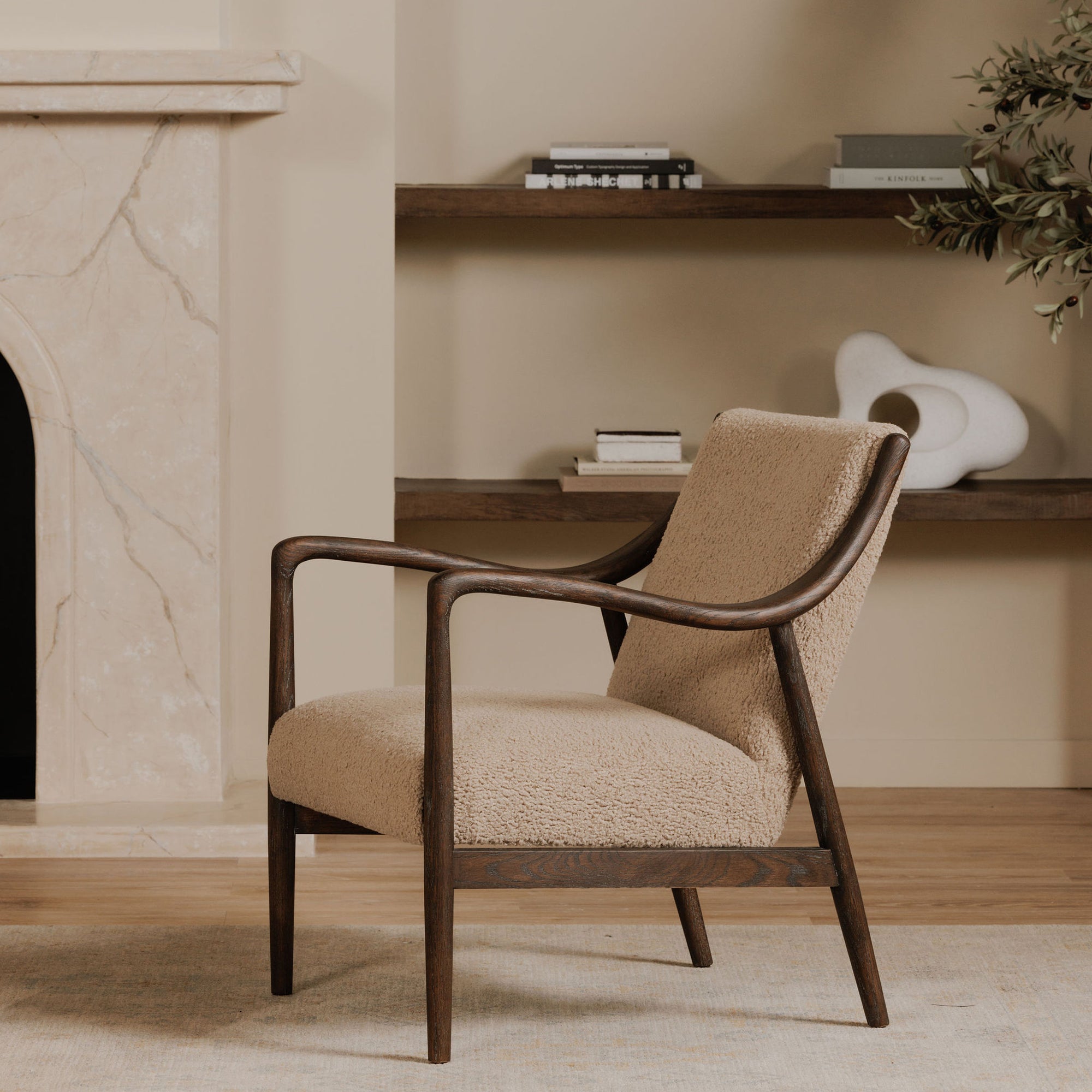 Yates Accent Chair Beige Faux Shearling - Central Designs