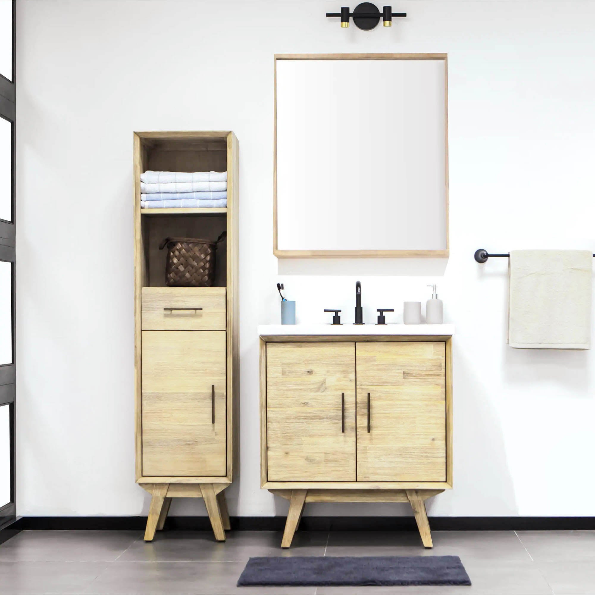 Gia Mirror W28 inch in Solid Acacia Frame