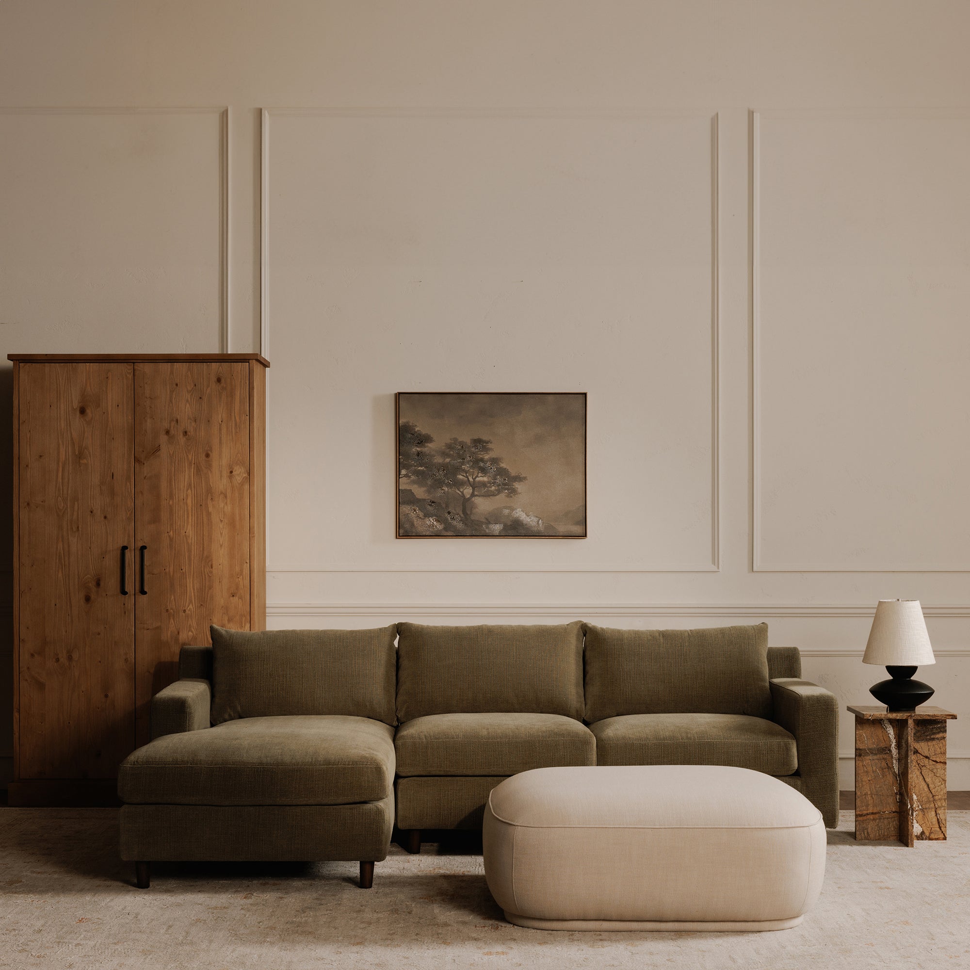 Marion Square Ottoman Beige