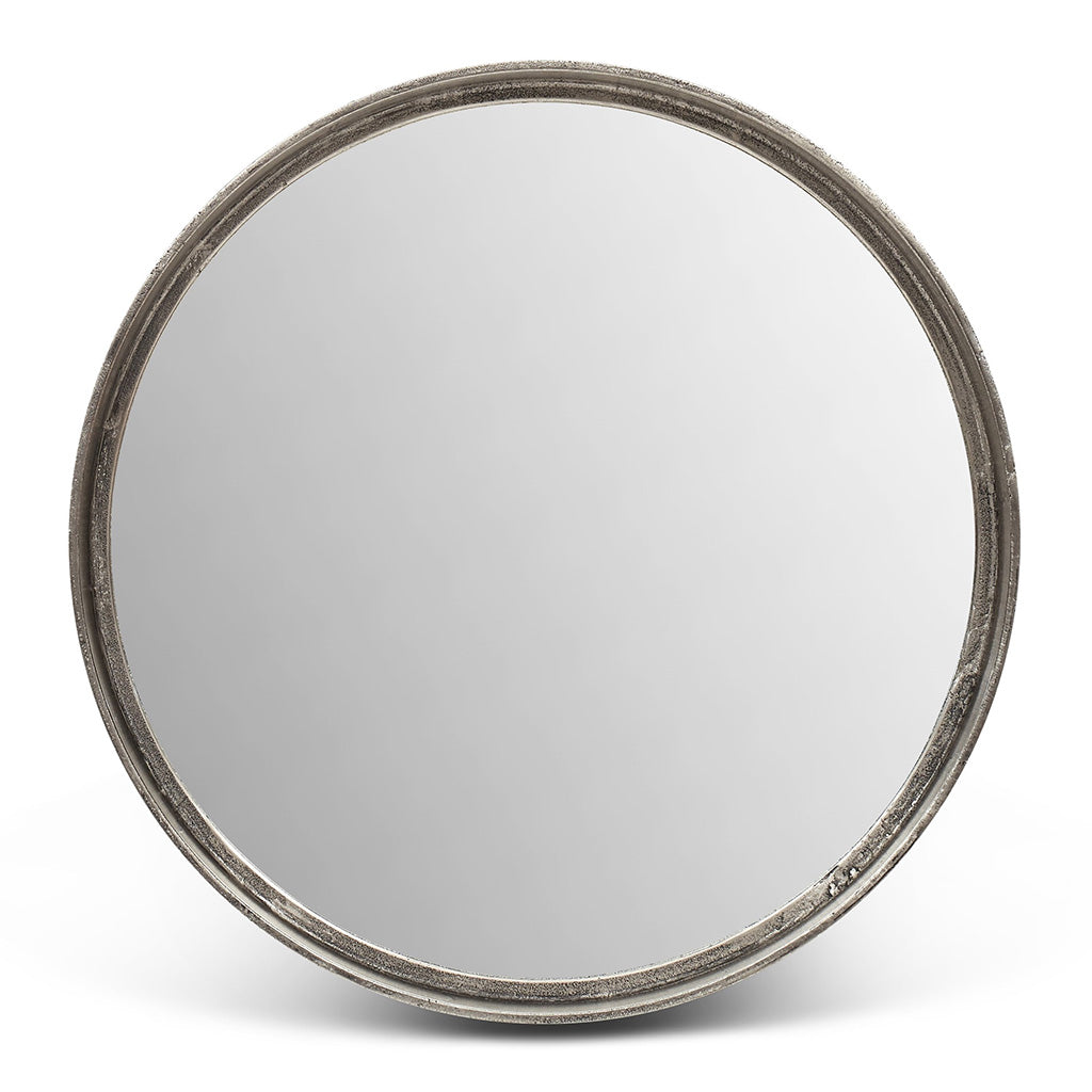 Elements - Samar Round Mirror - 23"Dia. - Vintage Silver