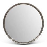 Elements - Samar Round Mirror - 39"Dia. - Vintage Silver