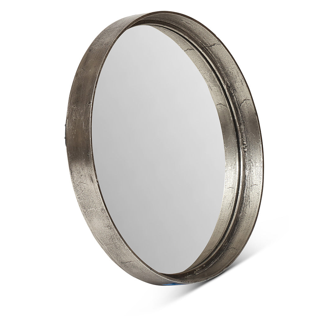 Elements - Samar Round Mirror - 39"Dia. - Vintage Silver