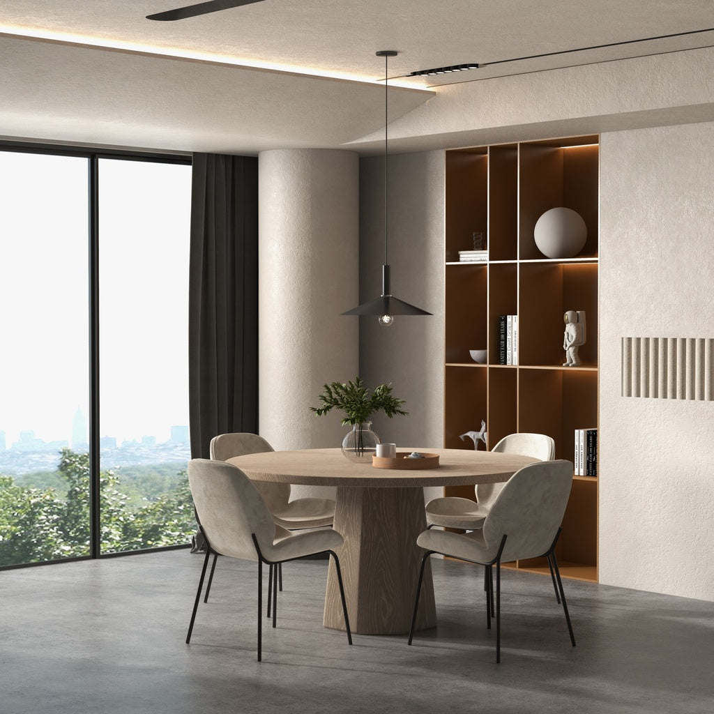 IE Series - Kaia Round Dining Table - White Oak Frame