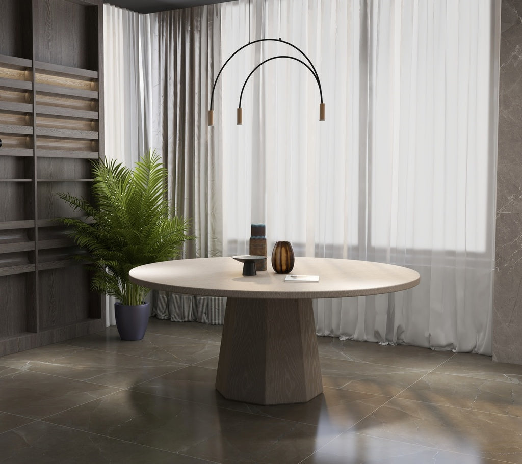 IE Series - Kaia Round Dining Table - White Oak Frame