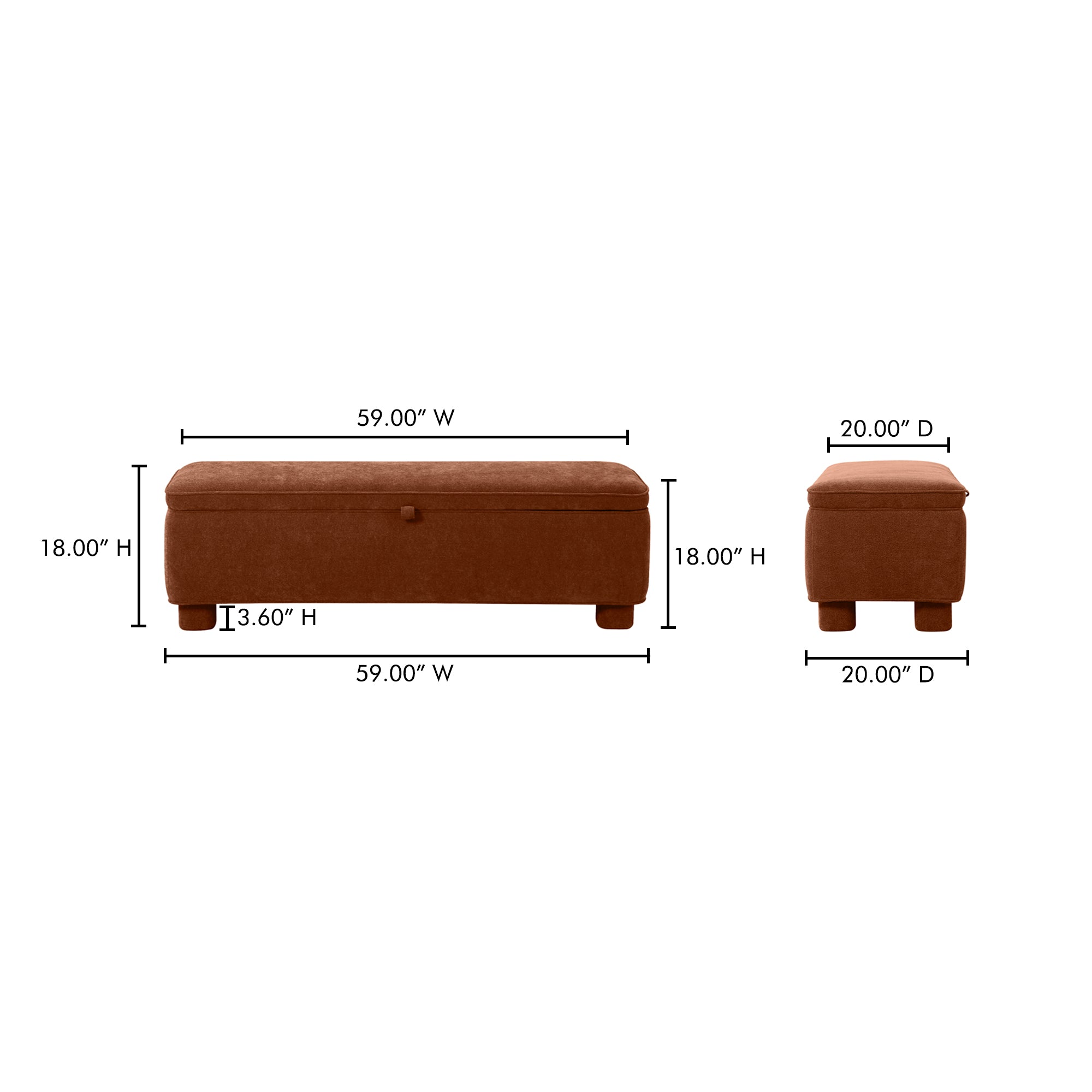 Ichigo Storage Bench Deep Orange - Central Designs
