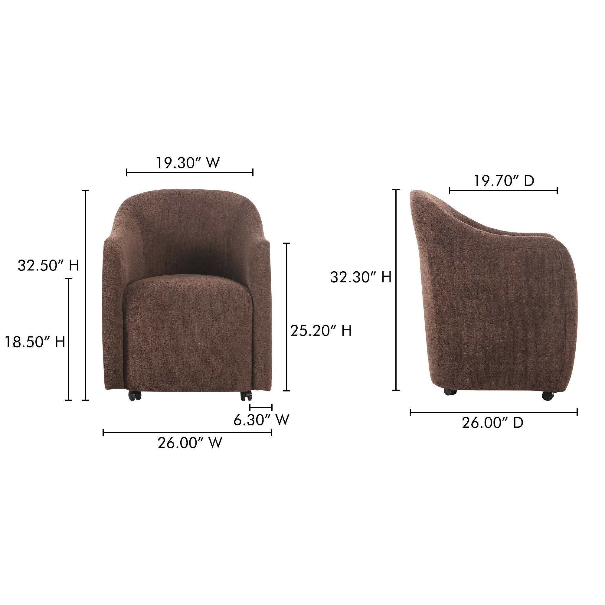 Drava Rolling Dining Chair Dark Brown - Central Designs