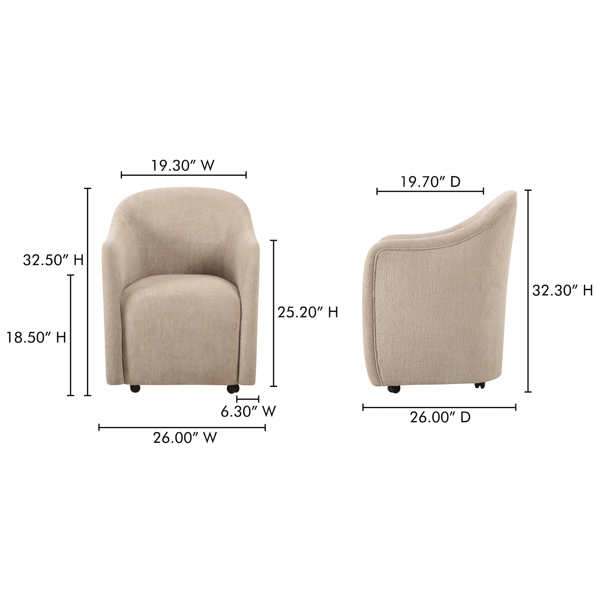 Drava Rolling Dining Chair Beige - Central Designs