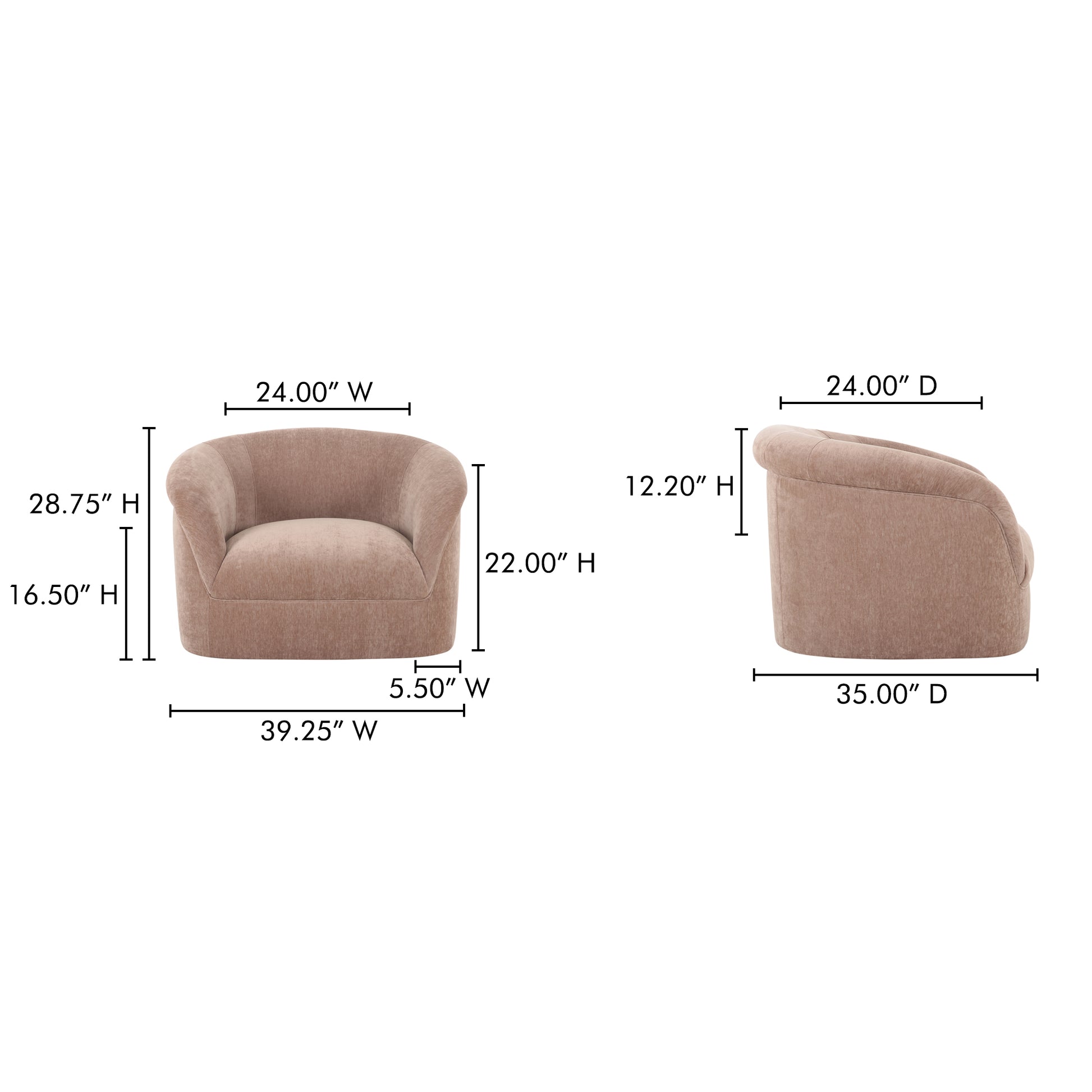 Thora Lounge Chair Blush - Central Designs