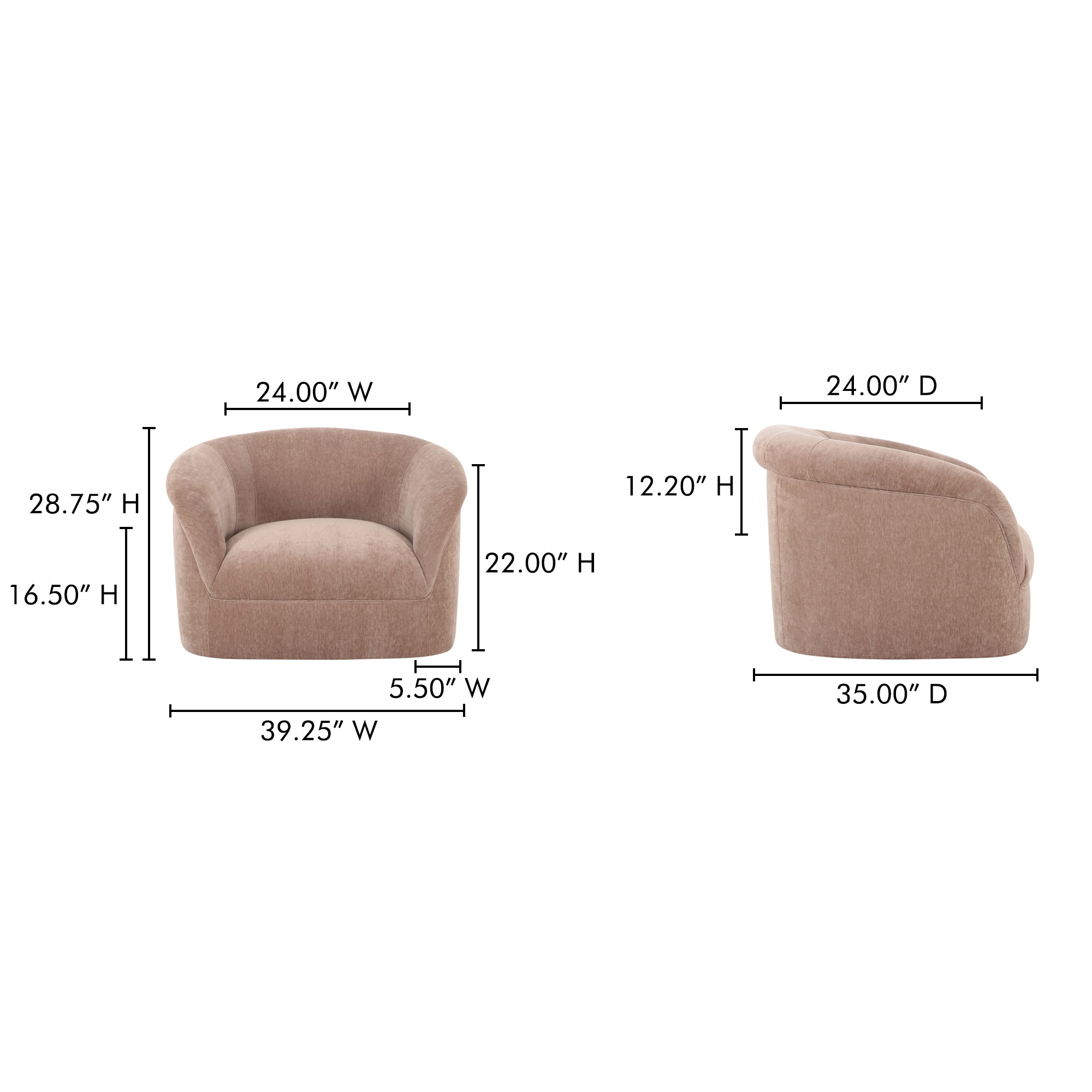 Thora Lounge Chair Blush - Central Designs