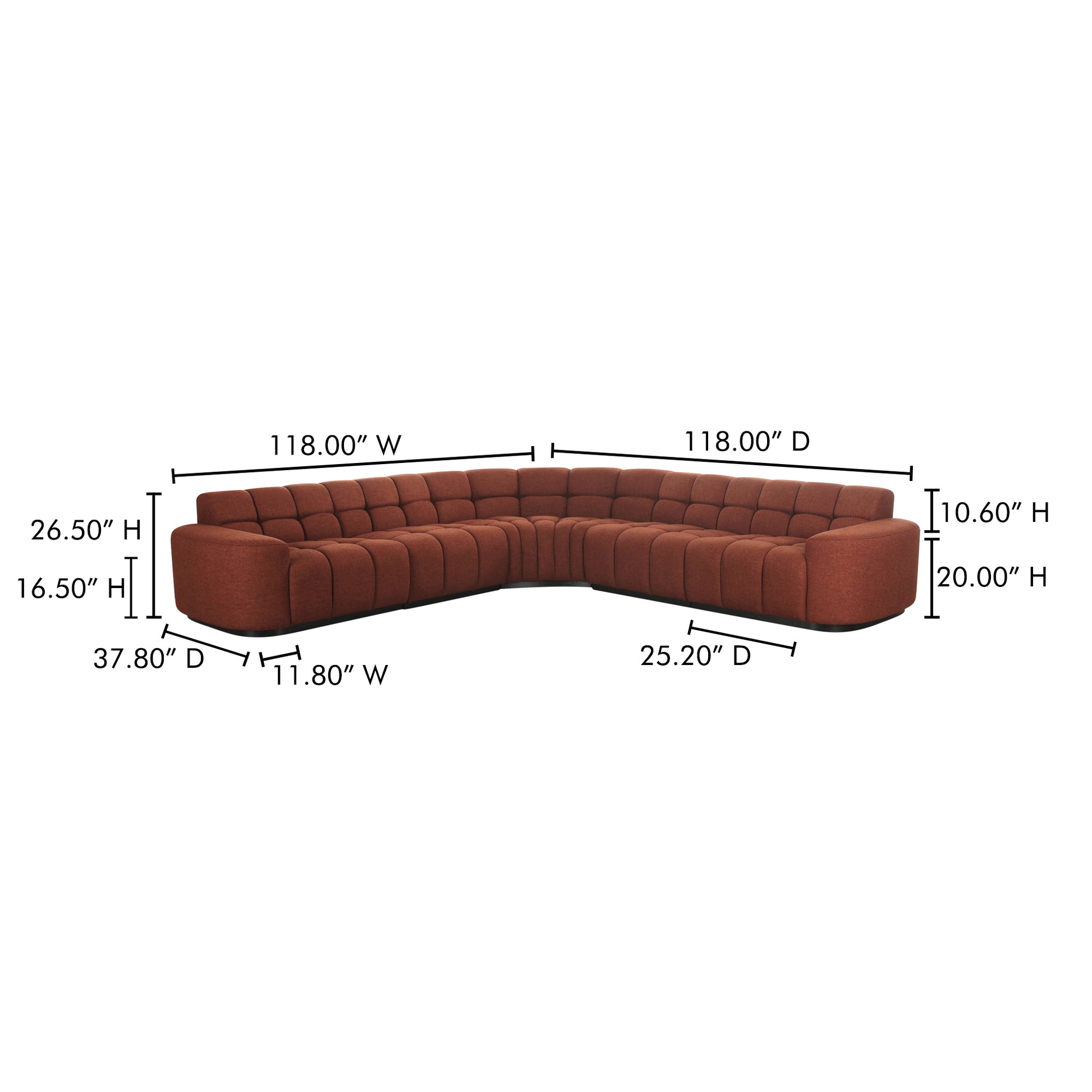 Roman L - Shaped Sectional Rust - Central Designs
