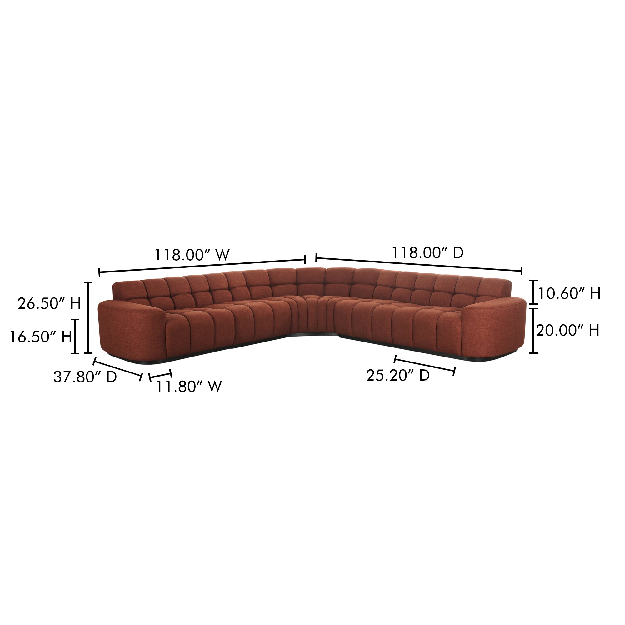 Roman L - Shaped Sectional Rust - Central Designs
