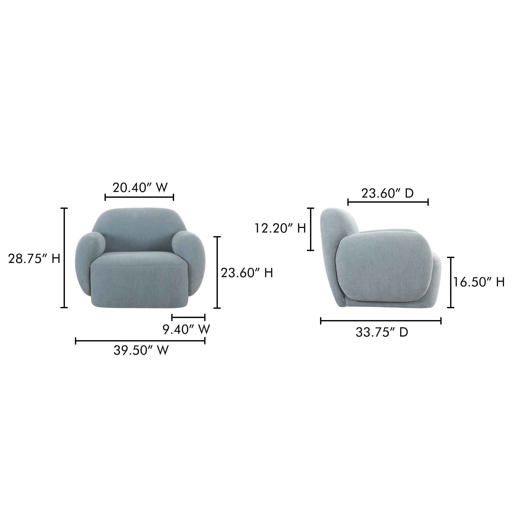 Hazel Lounge Chair Light Blue - Central Designs