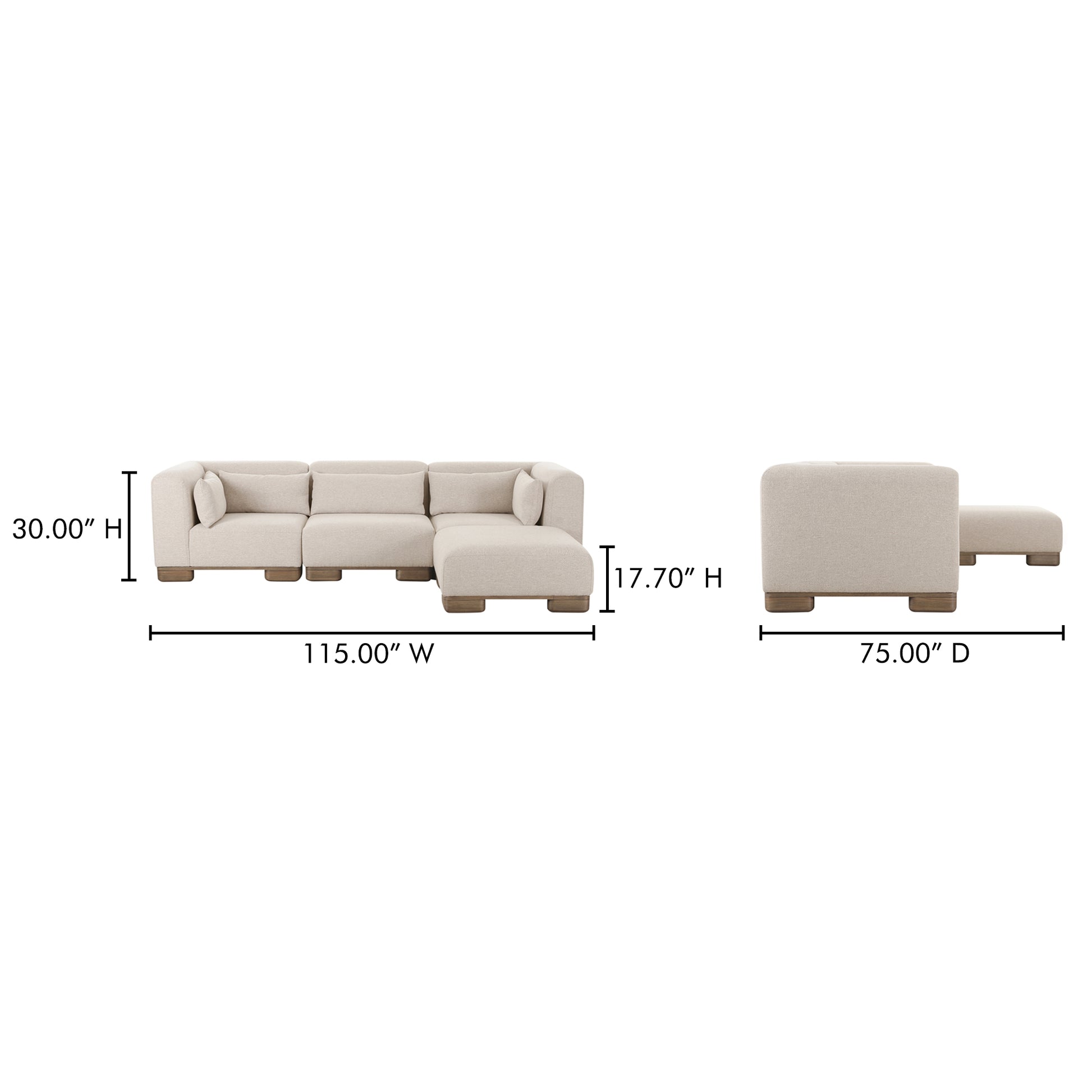 June Lounge Modular Sectional Oatmeal - Central Designs