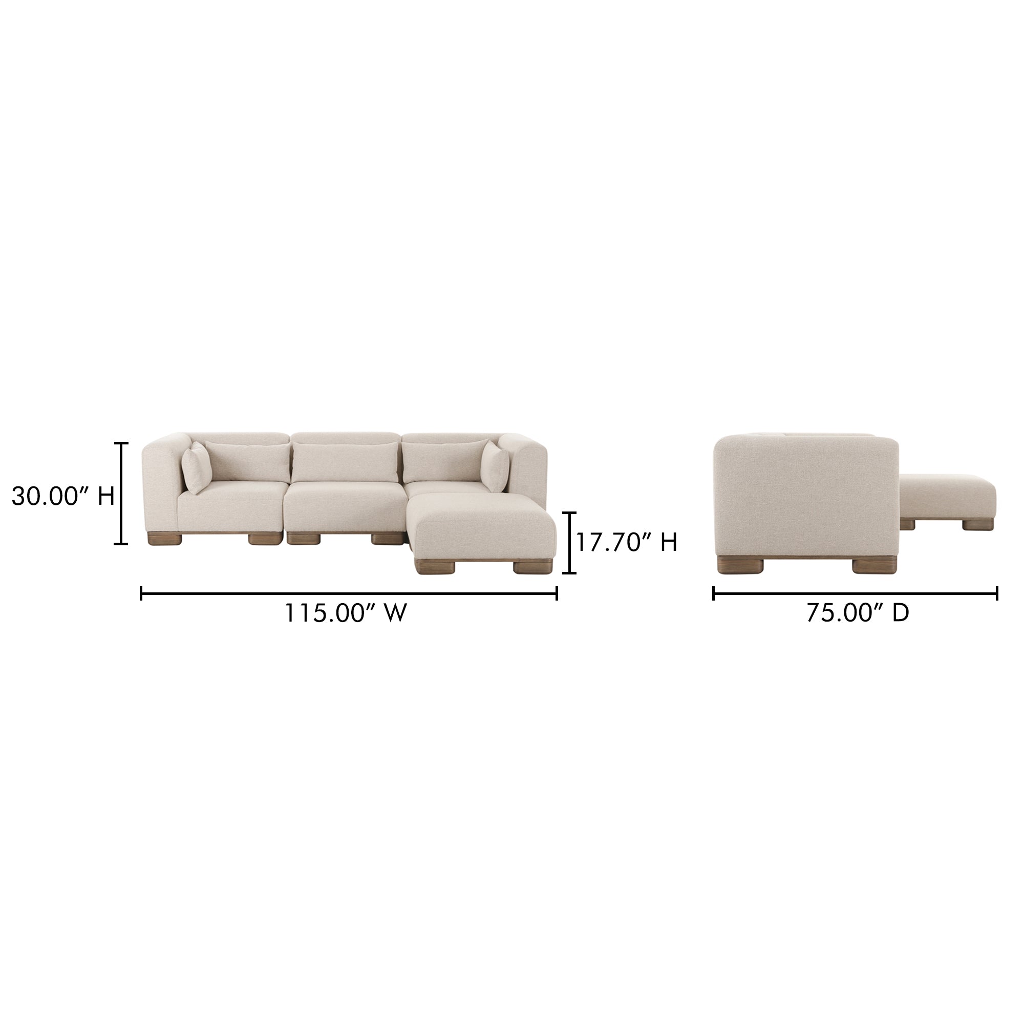 June Lounge Modular Sectional Oatmeal - Central Designs