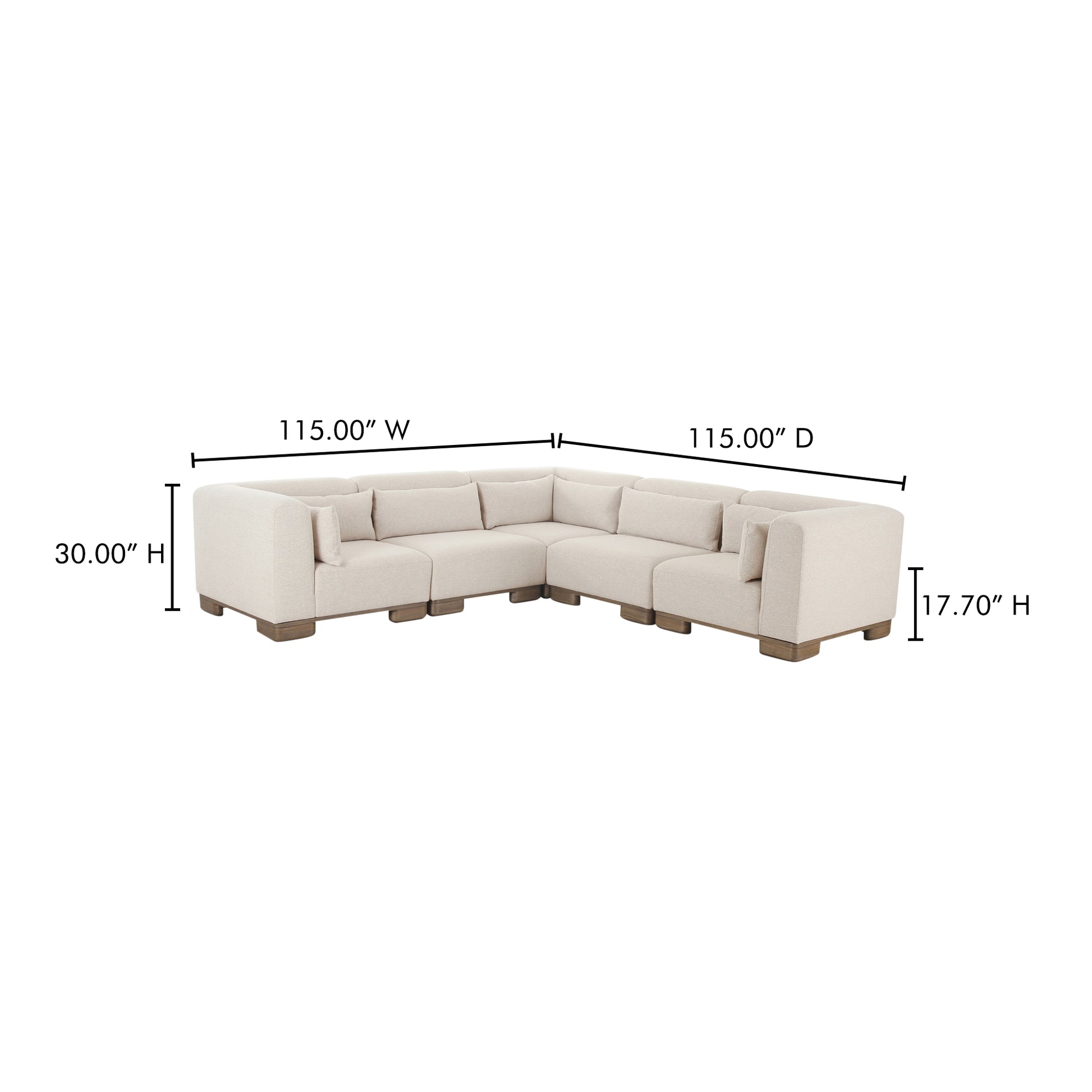 June Classic L - Shaped Modular Sectional Oatmeal - Central Designs