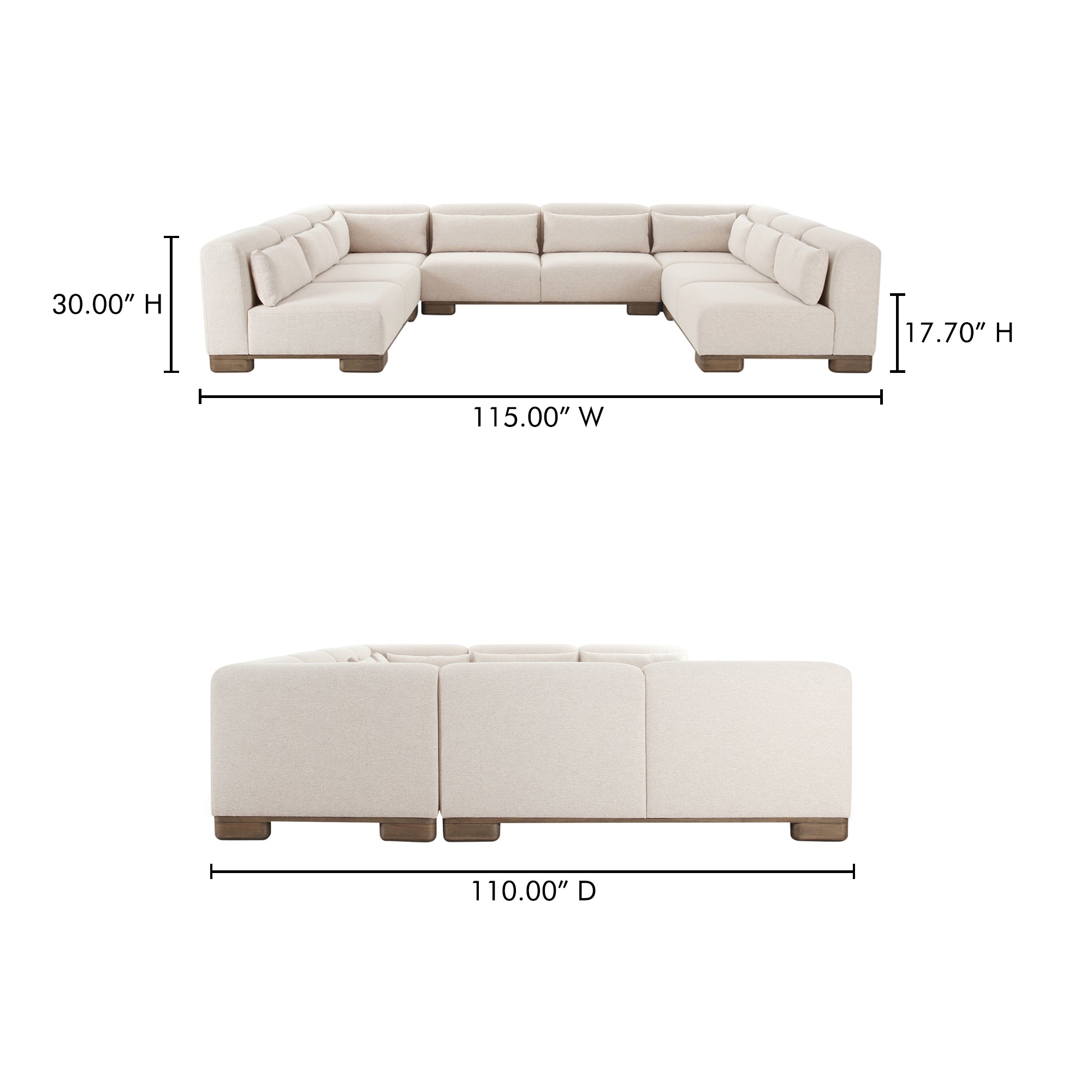 June U Shaped Modular Sectional Oatmeal - Central Designs
