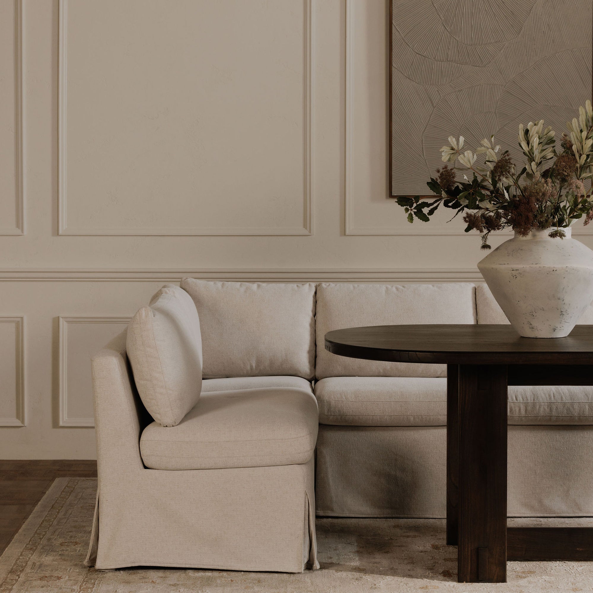 Fable Slipcover Dining Corner Chair Beige - Central Designs