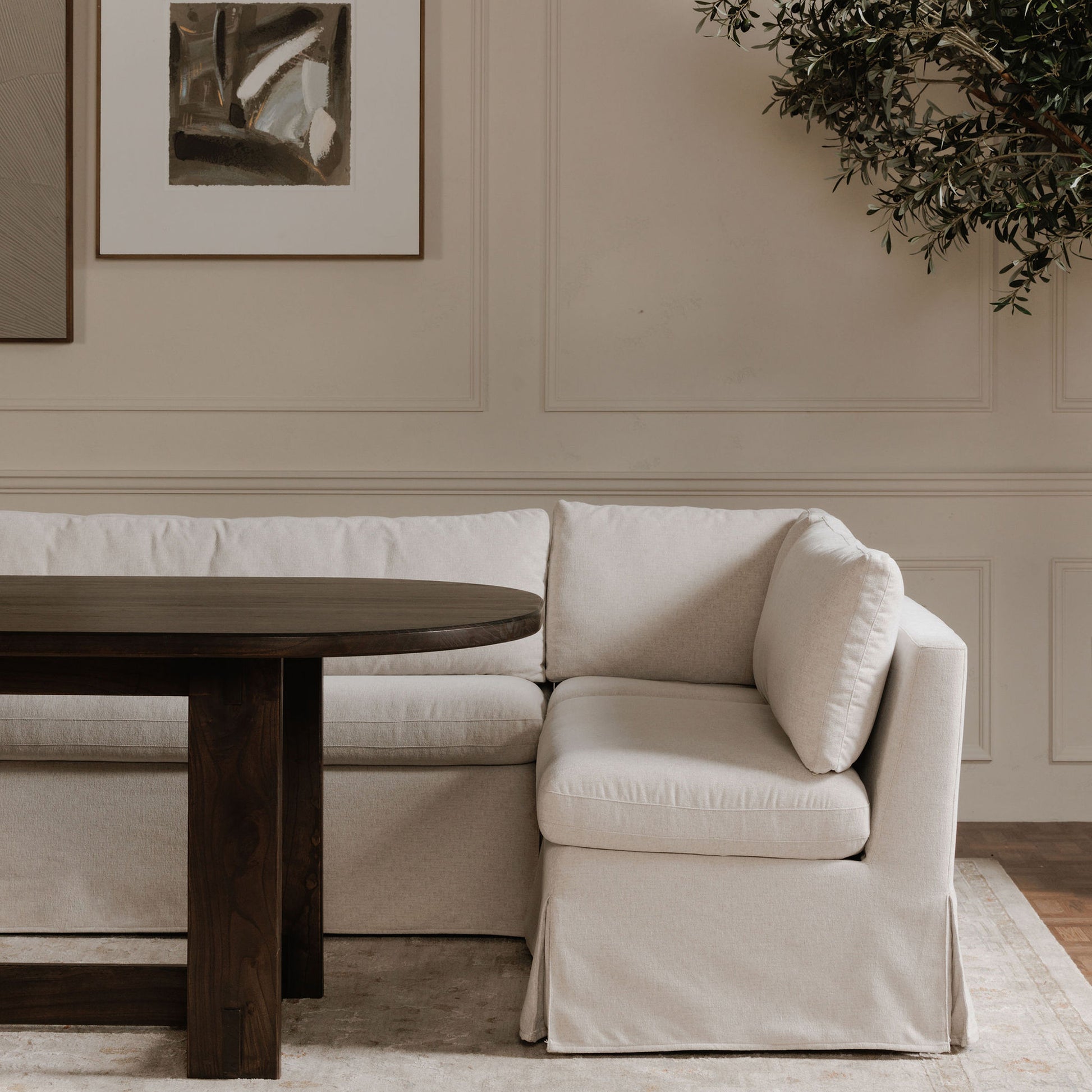Fable Slipcover Dining Corner Chair Beige - Central Designs