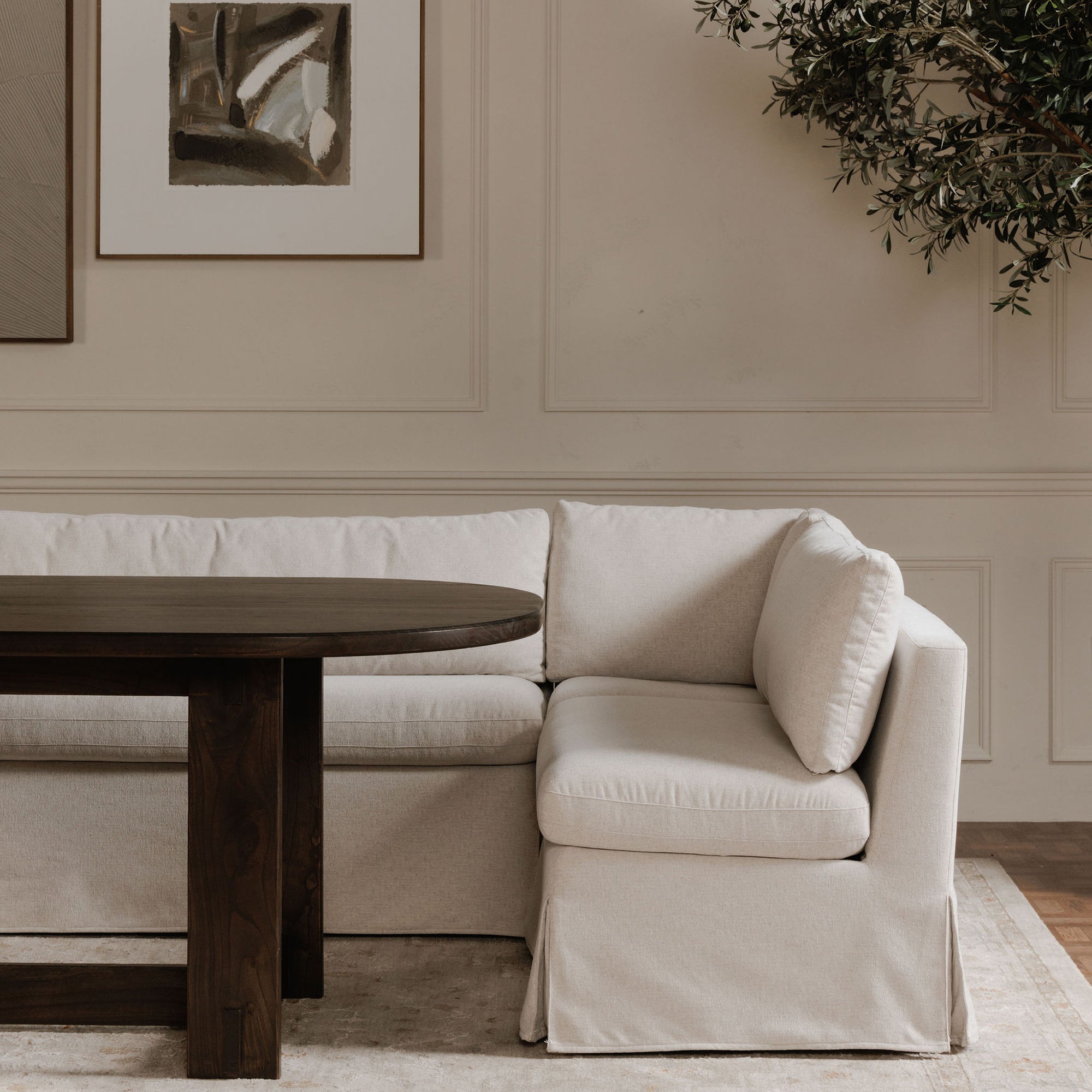 Fable Slipcover Dining Corner Chair Beige - Central Designs
